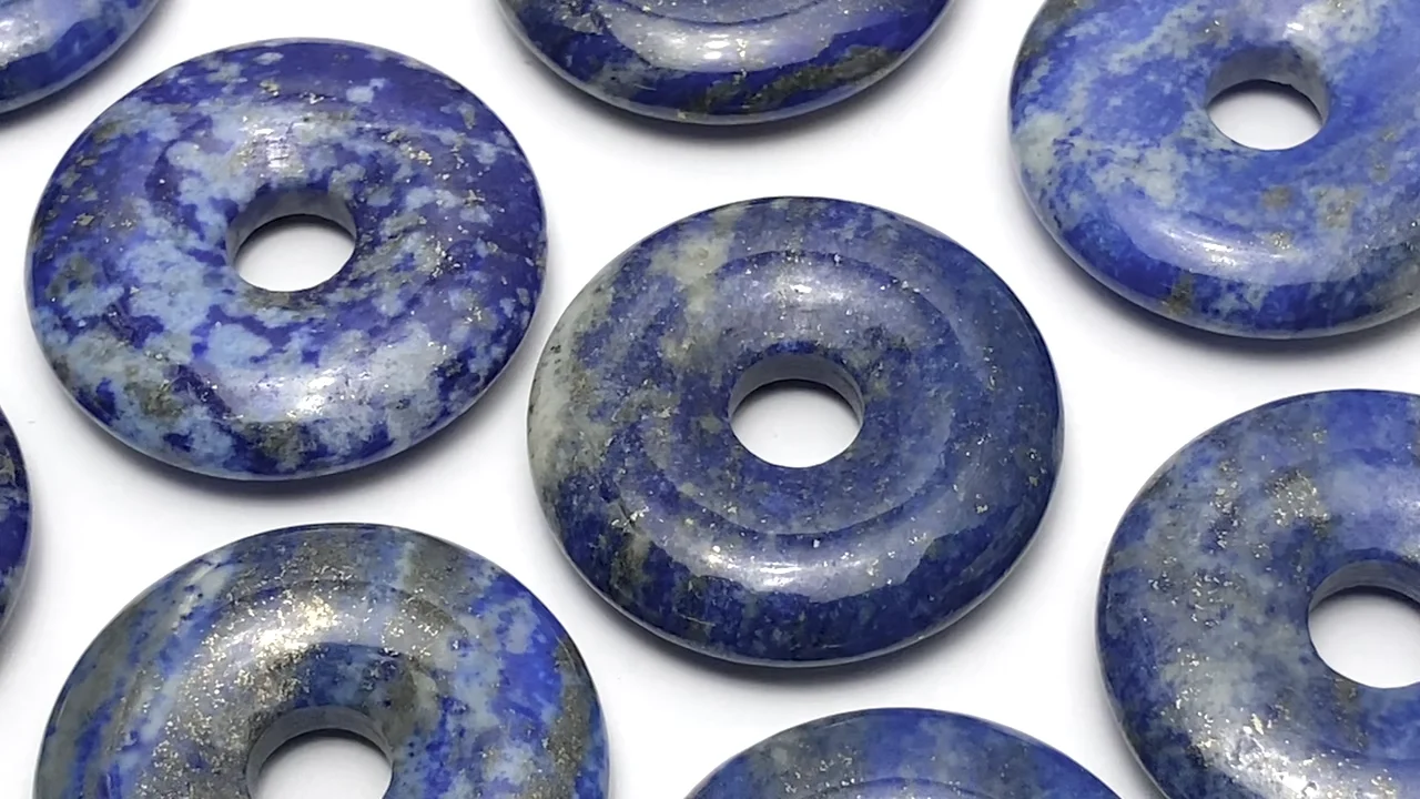 ラピスラズリ（産地・アフガニスタン） コイン（ドーナツ）30×30mm 2枚