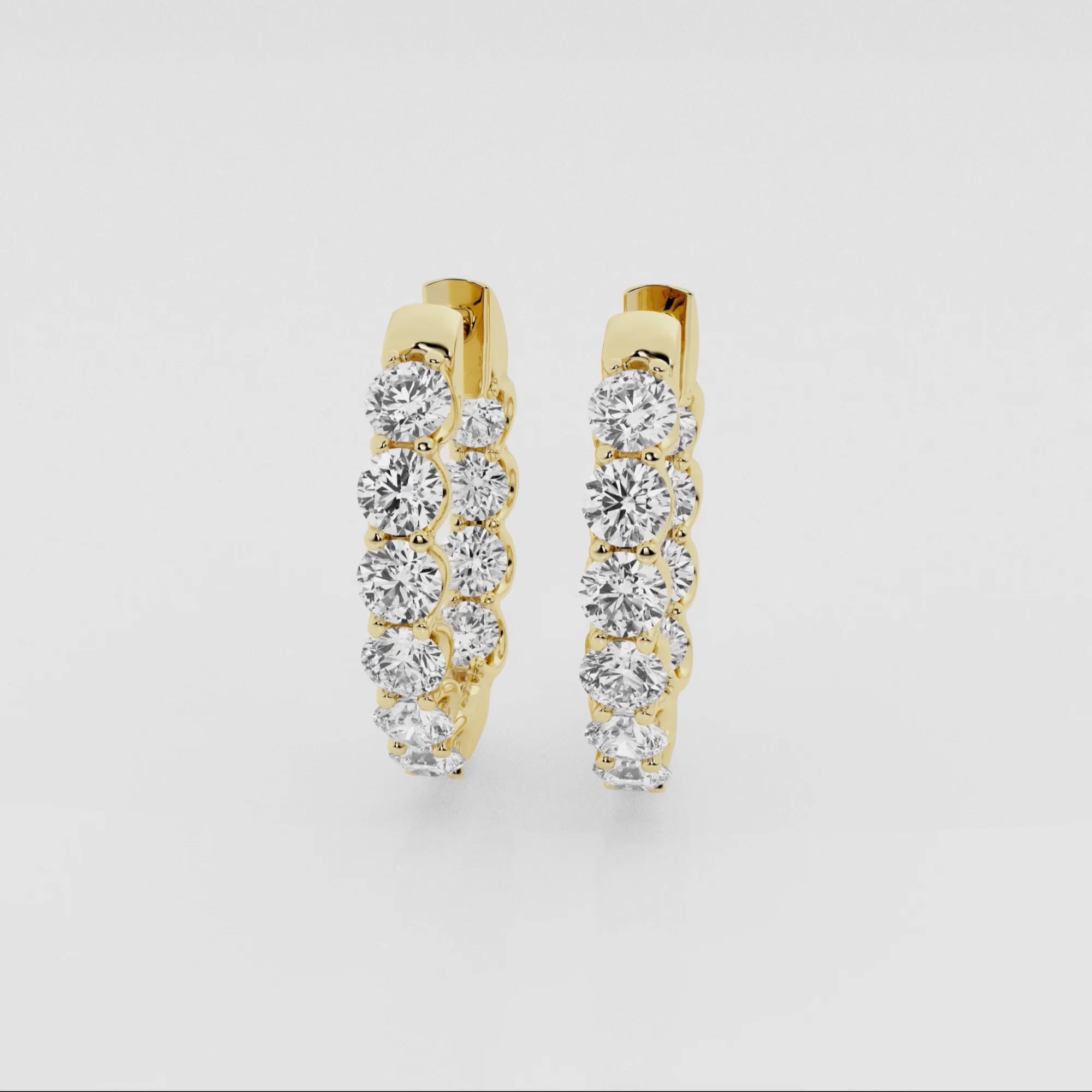 product video for 4 ctw Round Lab Grown Diamond Oval-Shaped Inside Out Hoop Earrings