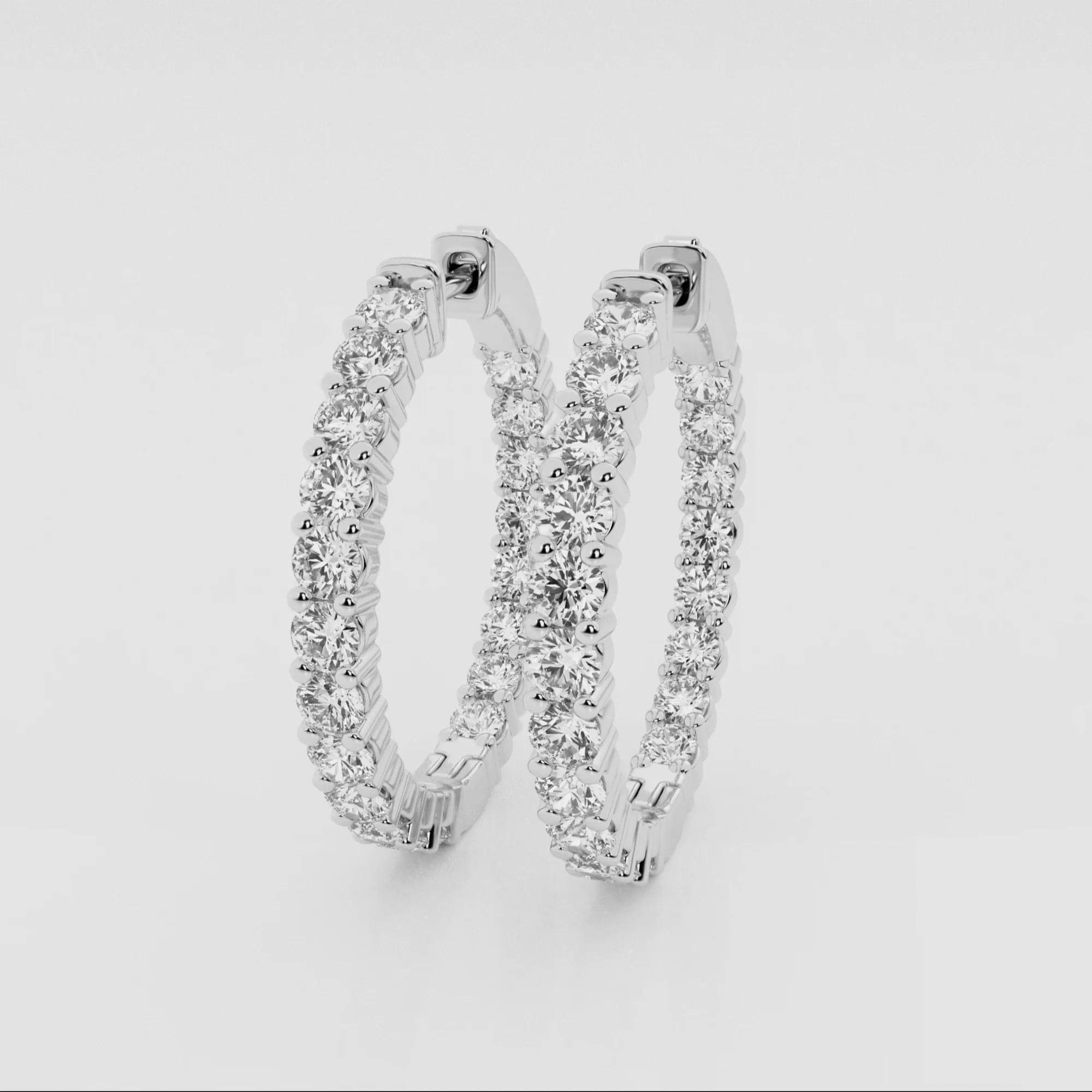 product video for 3 ctw Round Lab Grown Diamond Inside Out Hoop Earrings