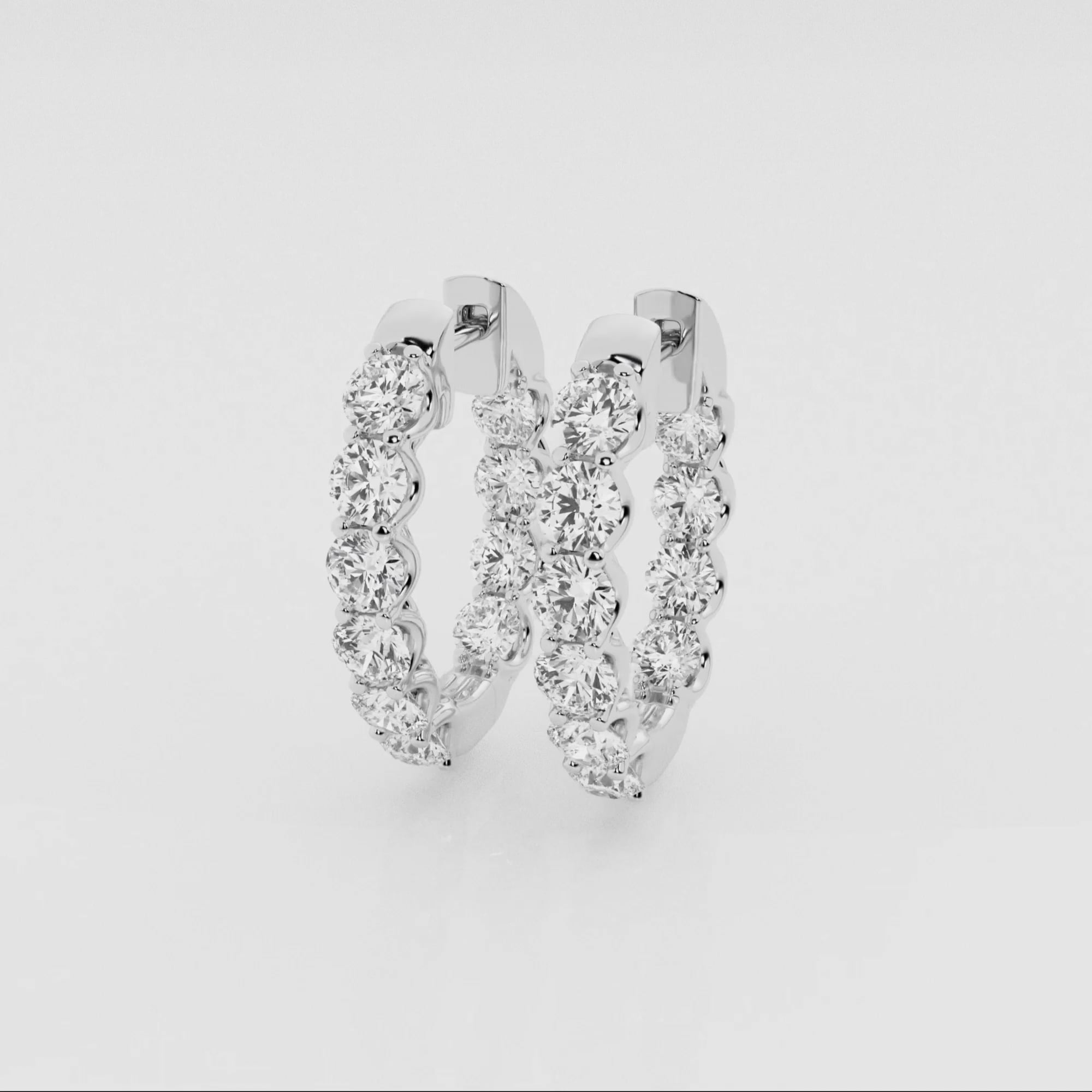 product video for 4 ctw Round Lab Grown Diamond Oval-Shaped Inside Out Hoop Earrings