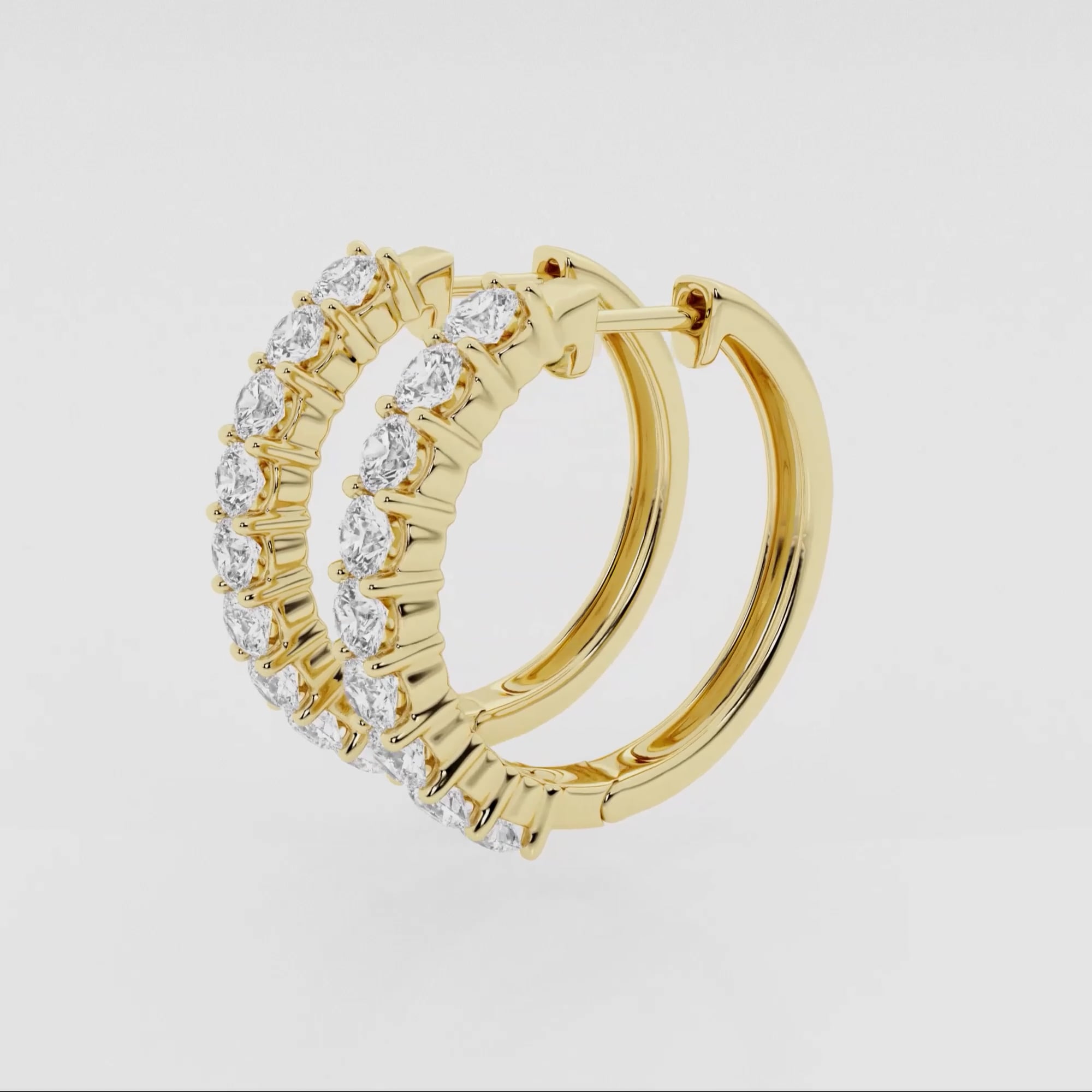 product video for 2 ctw Round Lab Grown Diamond Shared Prong Hoop Earrings