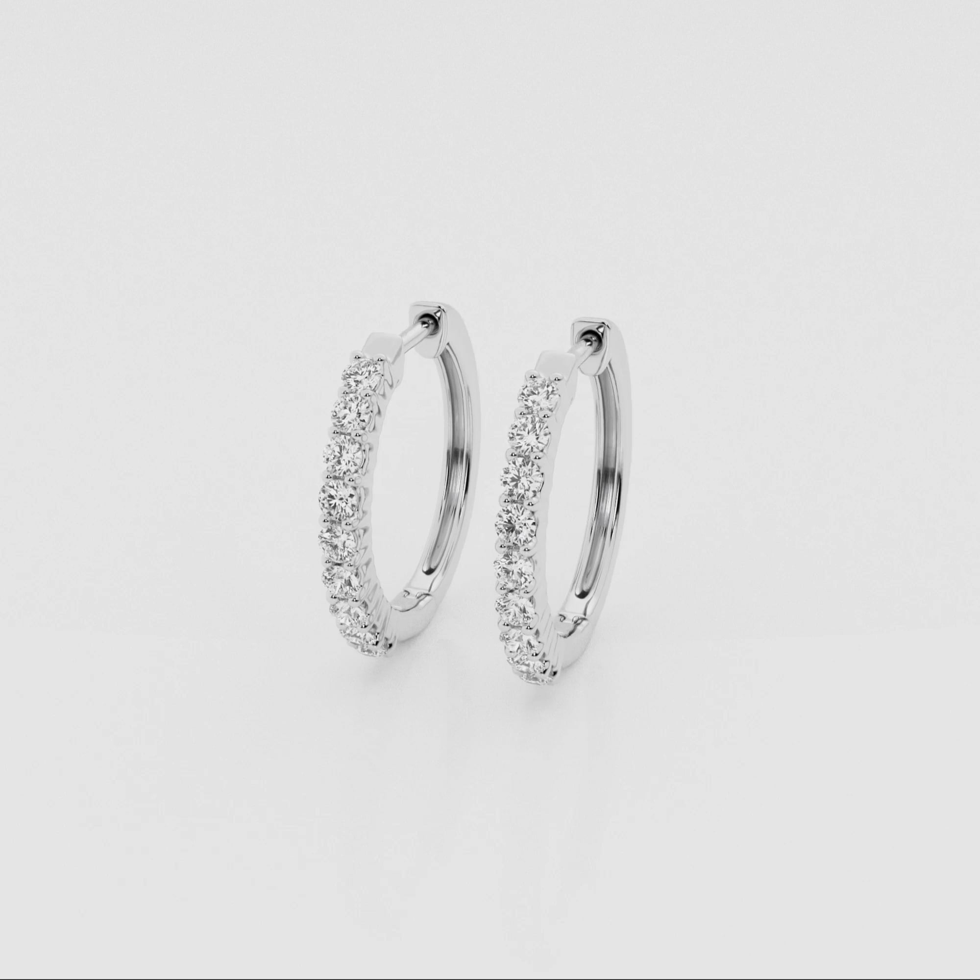 product video for 1/2 ctw Round Lab Grown Diamond Shared Prong Hoop Earrings