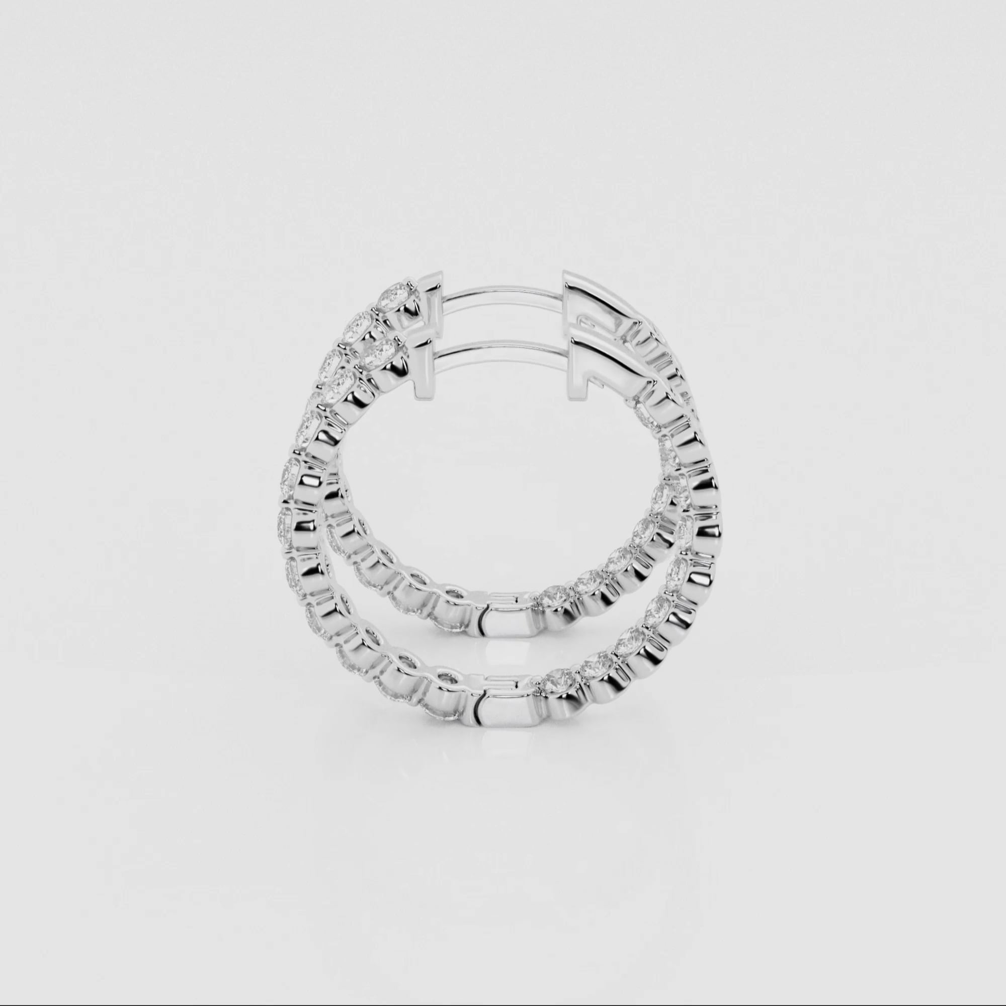product video for 1 ctw Round Lab Grown Diamond Inside Out Floating Hoop Earrings