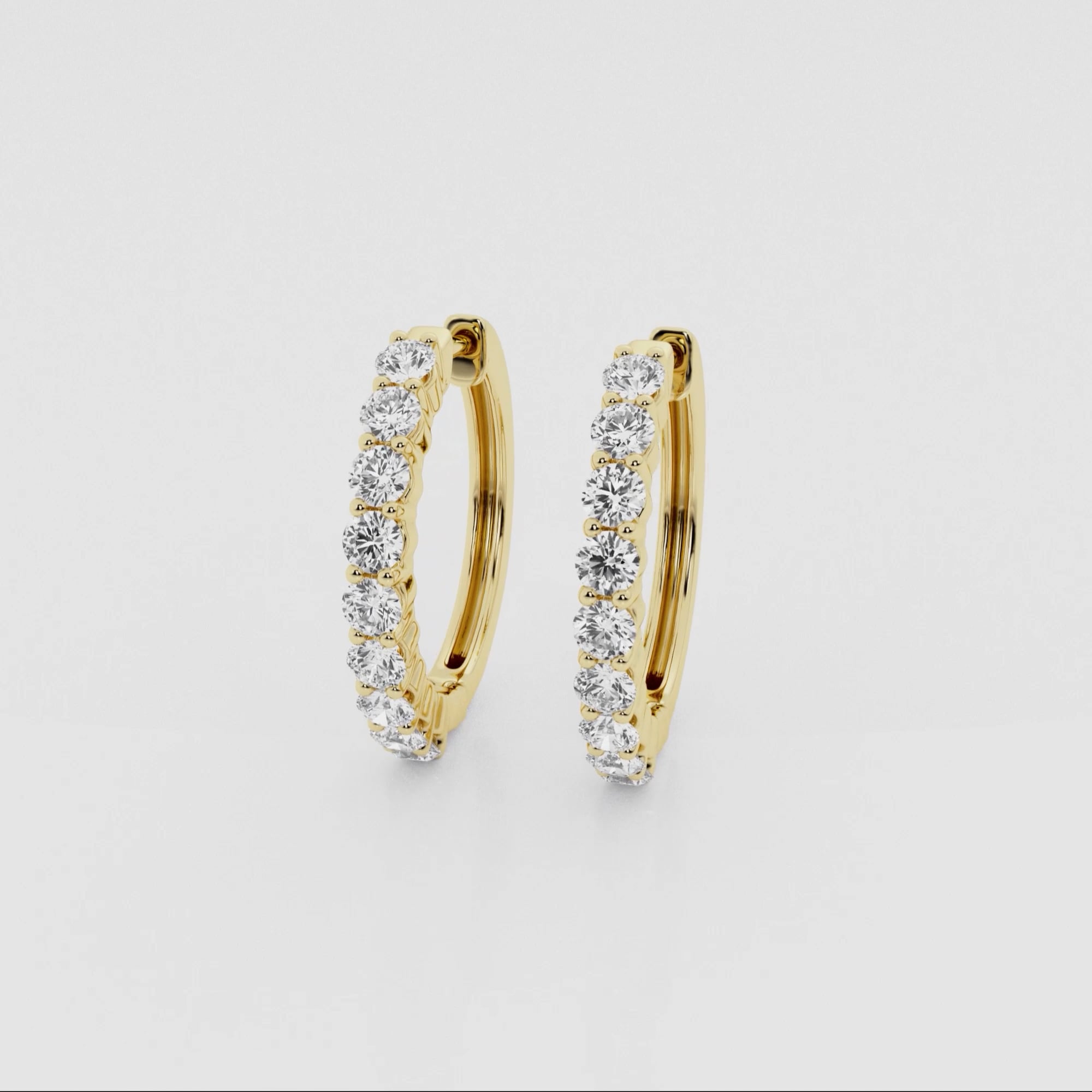 product video for 1 ctw Round Lab Grown Diamond Shared Prong Hoop Earrings