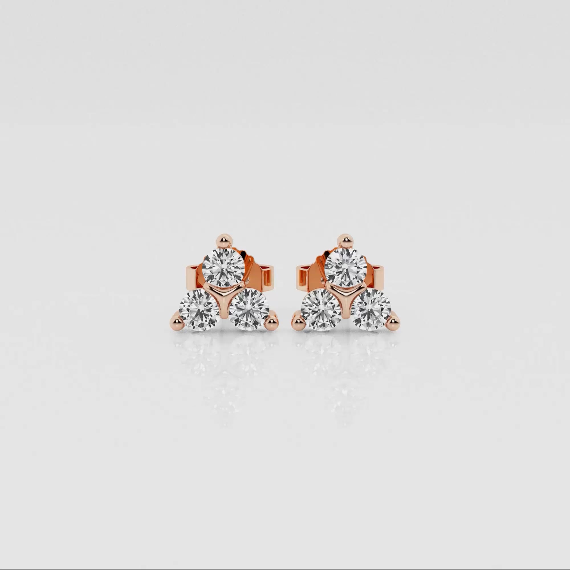product video for 1/2 ctw Round Lab Grown Diamond Three-Stone Fashion Earrings