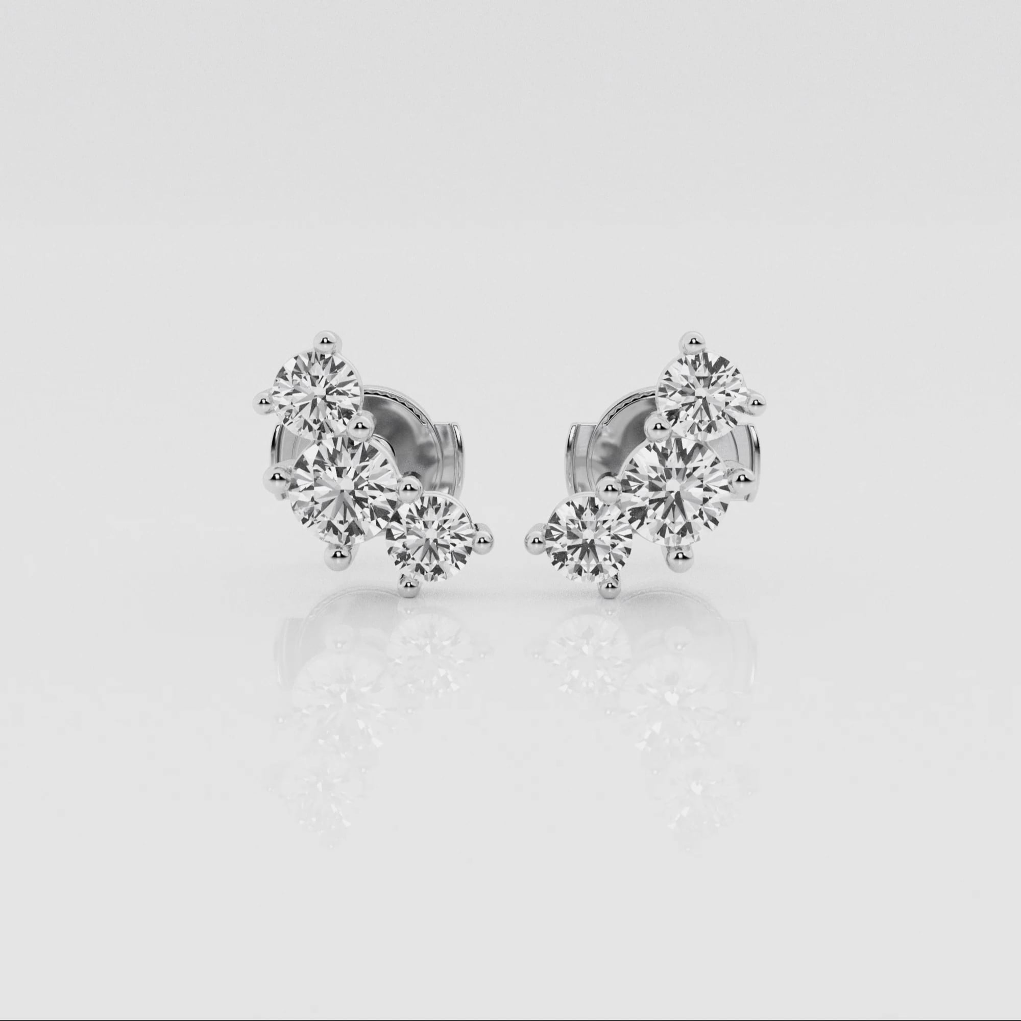 product video for 1 ctw Round Lab Grown Diamond Three-Stone Fashion Earrings