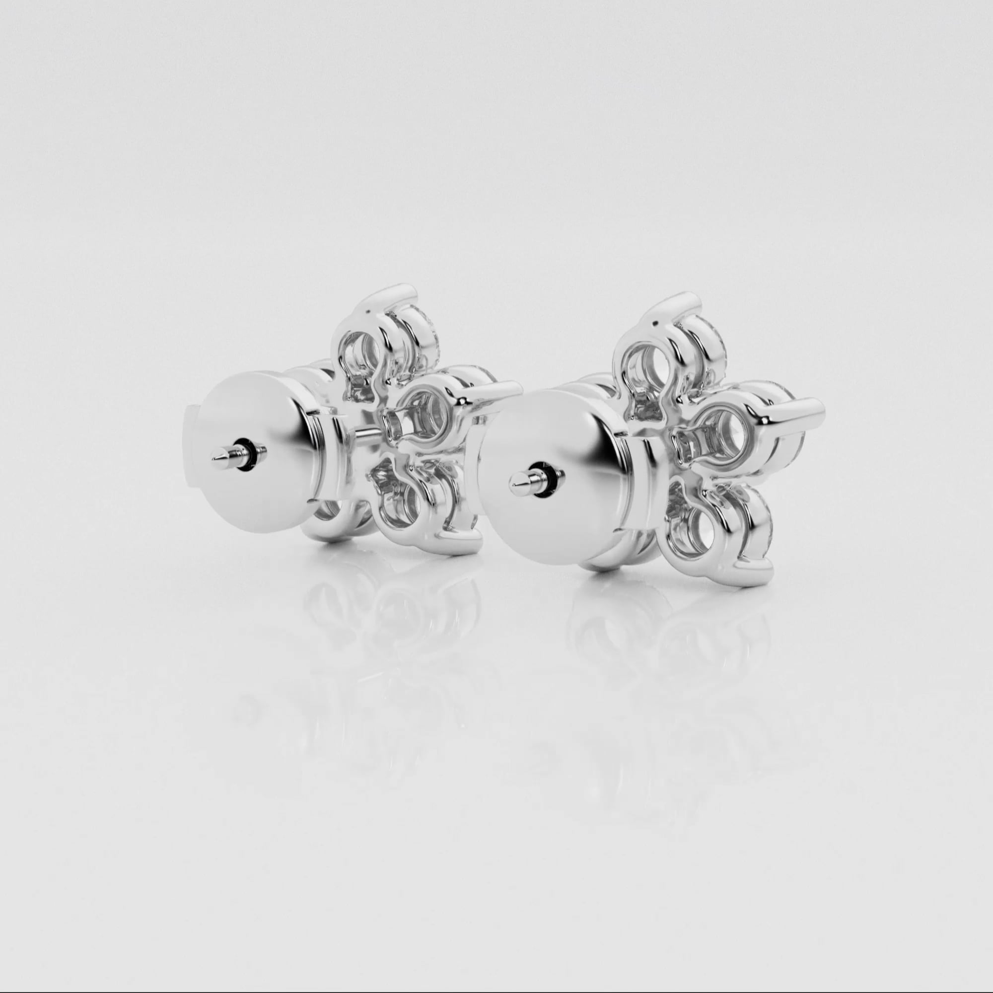 product video for 1 1/2 ctw Round Lab Grown Diamond Flower Stud Earrings