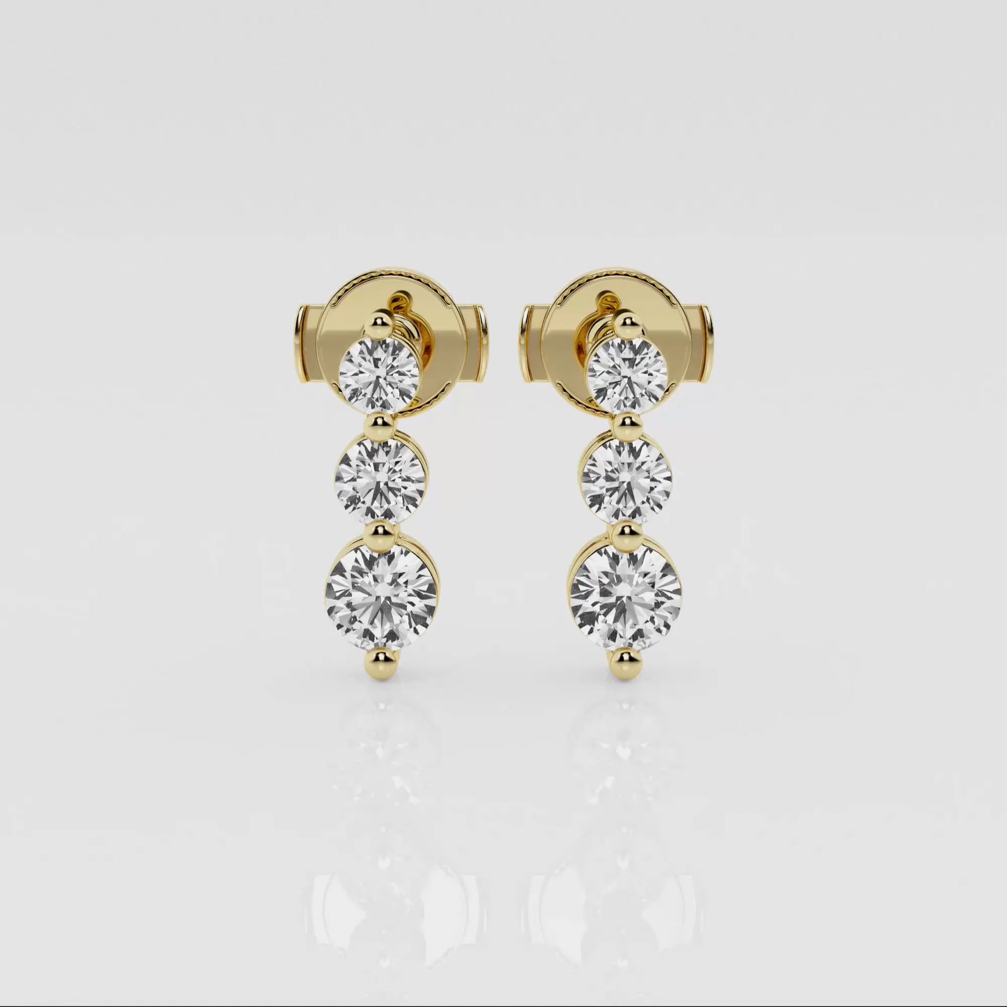 [PRIMAUTE] IU着用☆ROUND DROP RING-B Earrings 全3色 Lab Diamond Stud Earrings Four Prong |Lisa Robin