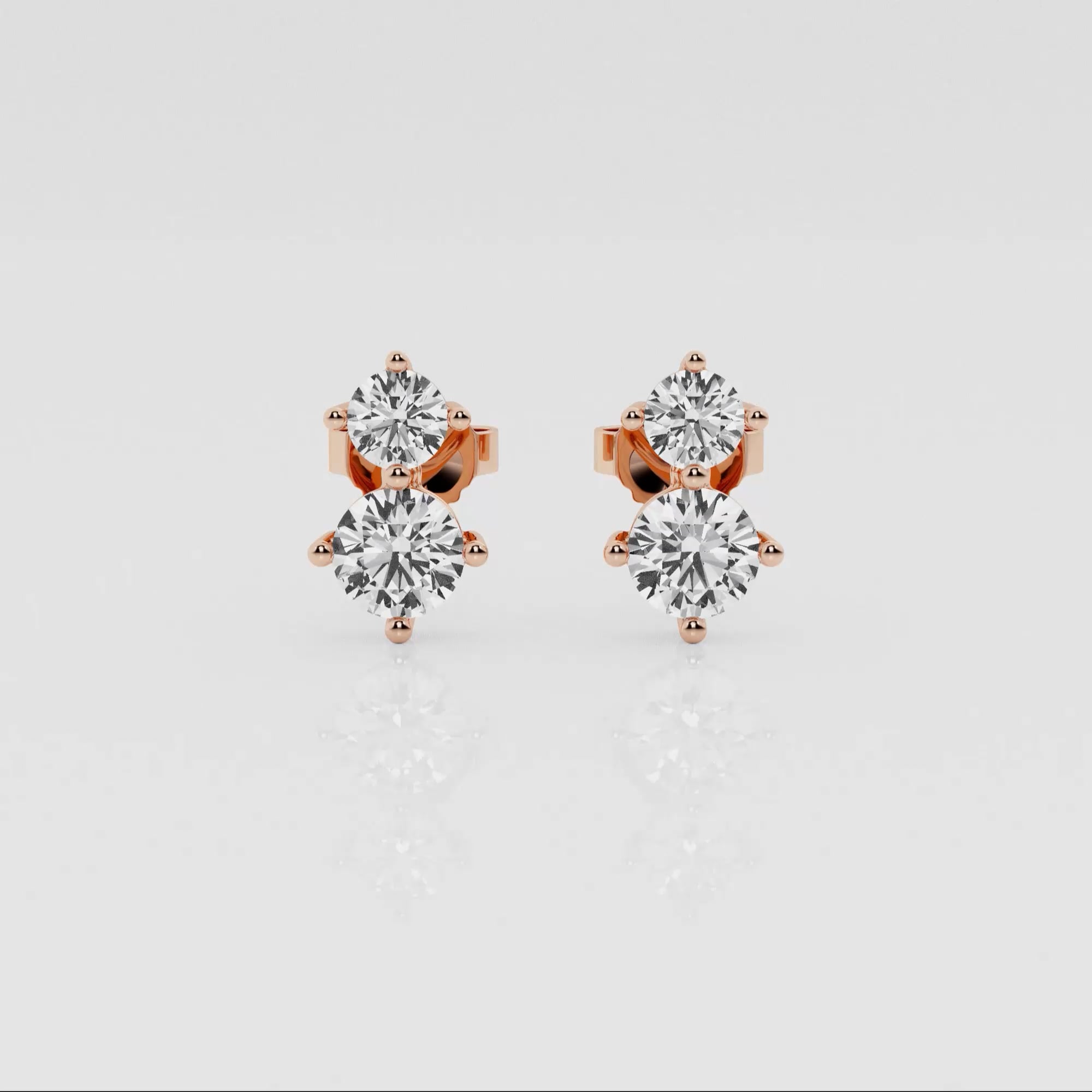 product video for 1 ctw Round Lab Grown Diamond Two Stone Fashion Earrings