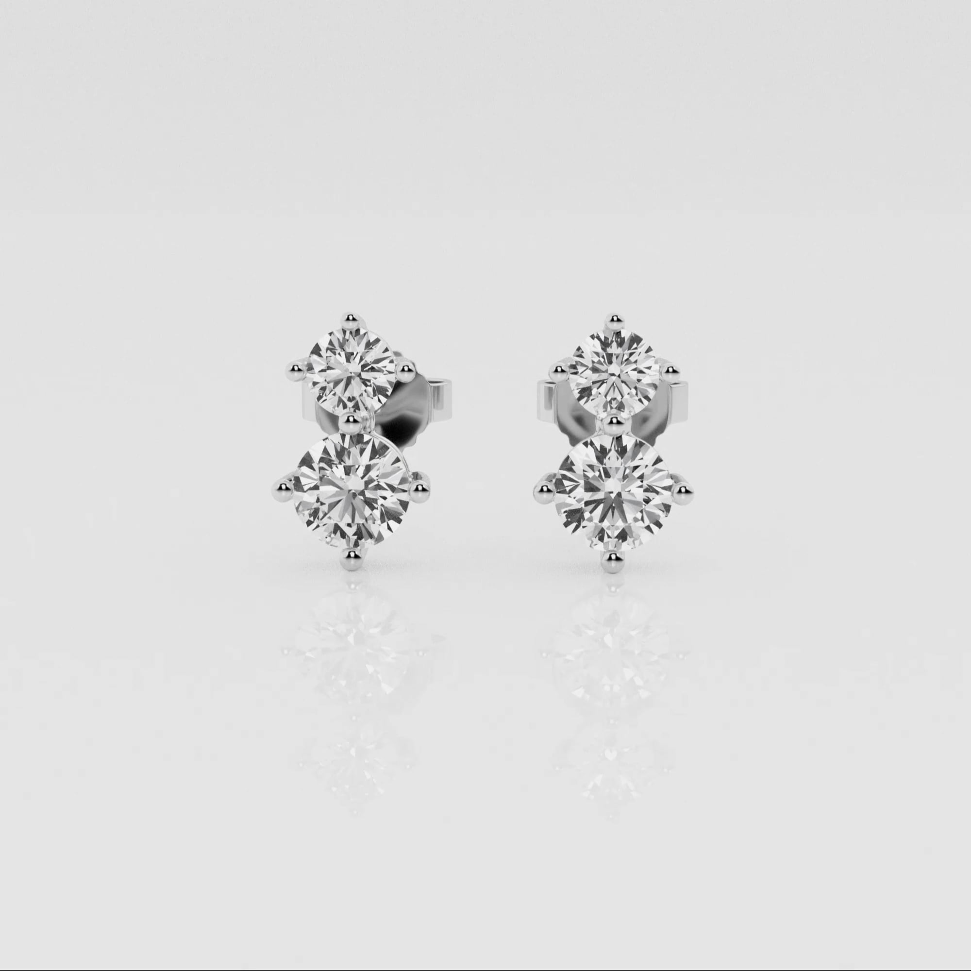 product video for 1 ctw Round Lab Grown Diamond Two Stone Fashion Earrings