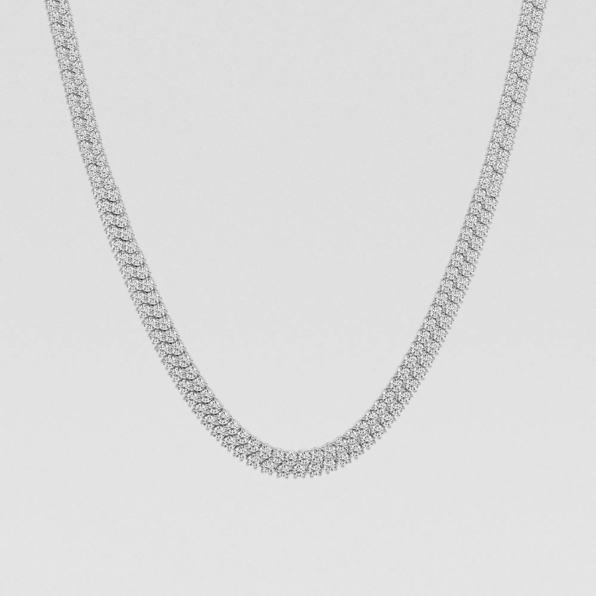 product video for 11 ctw Round Lab Grown Diamond Double row Tennis Necklace