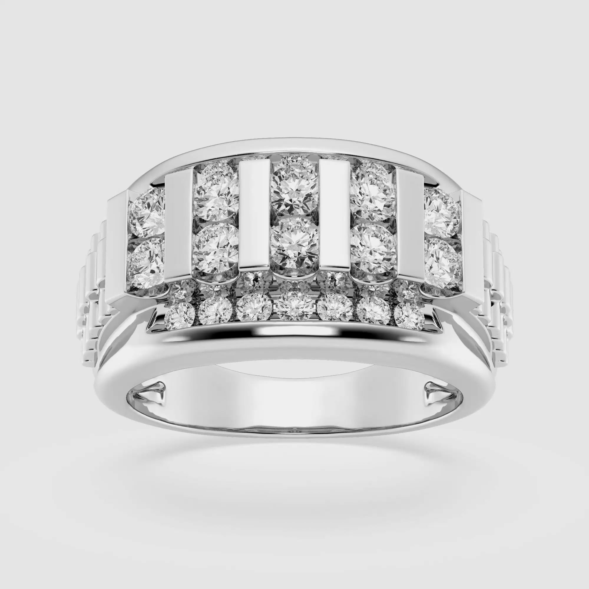 product video for 1 1/2 ctw Round Lab Grown Diamond Men\'s Floating Bar Wedding Band
