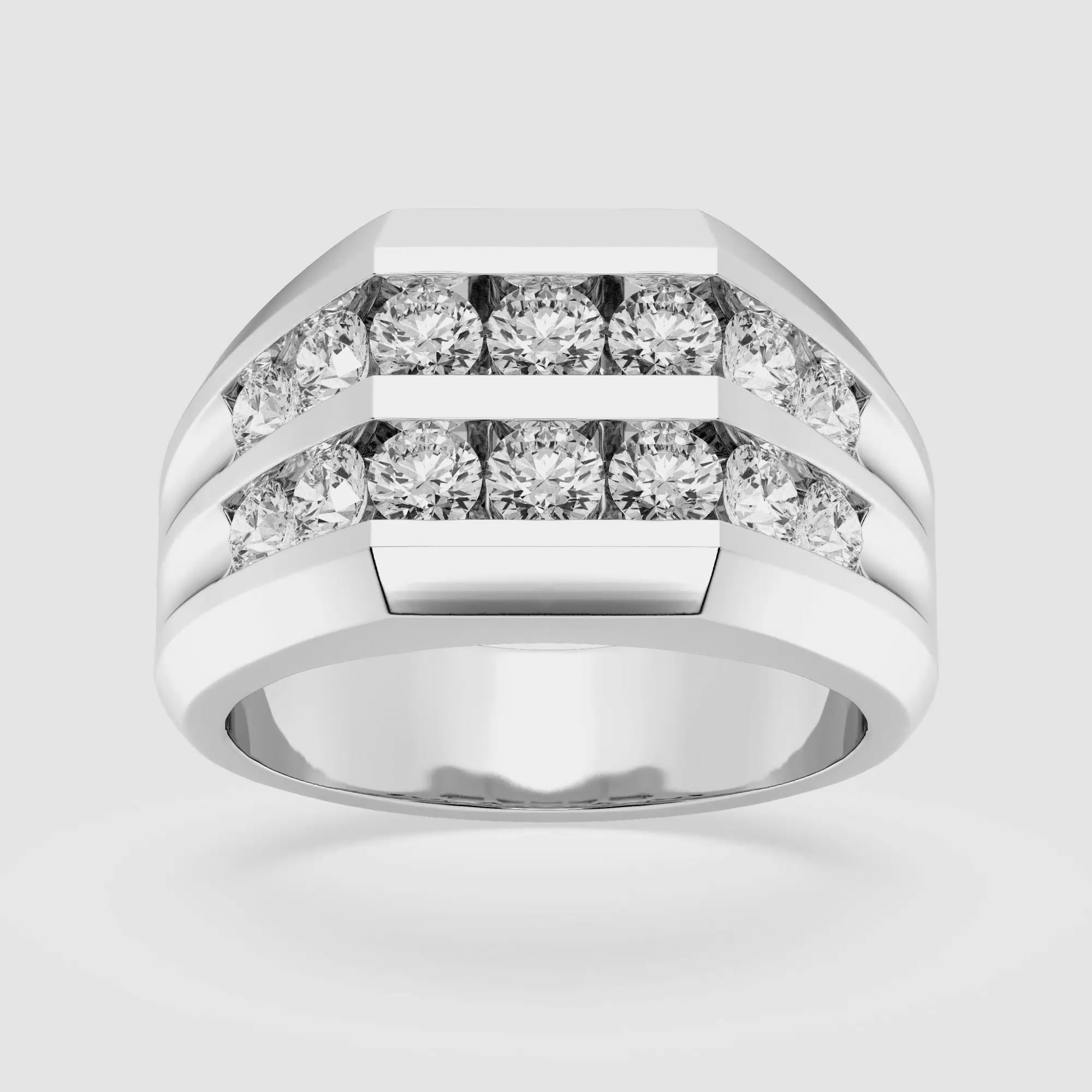2 ctw Round Lab Grown Diamond Mens Double Row Channel Set