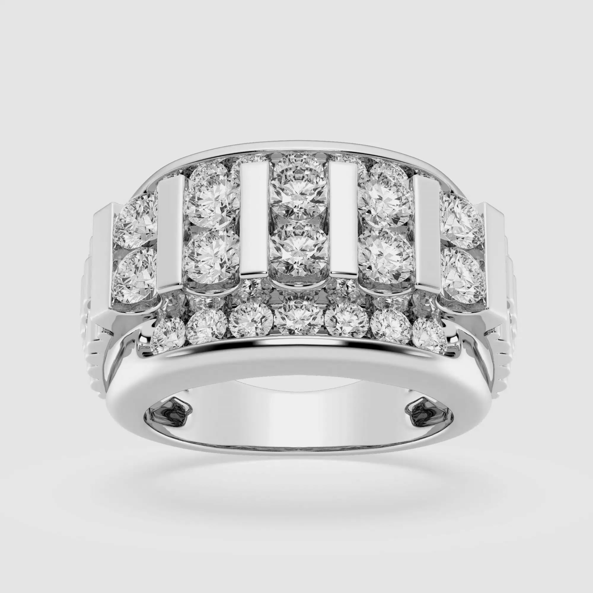 product video for 3 ctw Round Lab Grown Diamond Men\'s Floating Bar Wedding Band