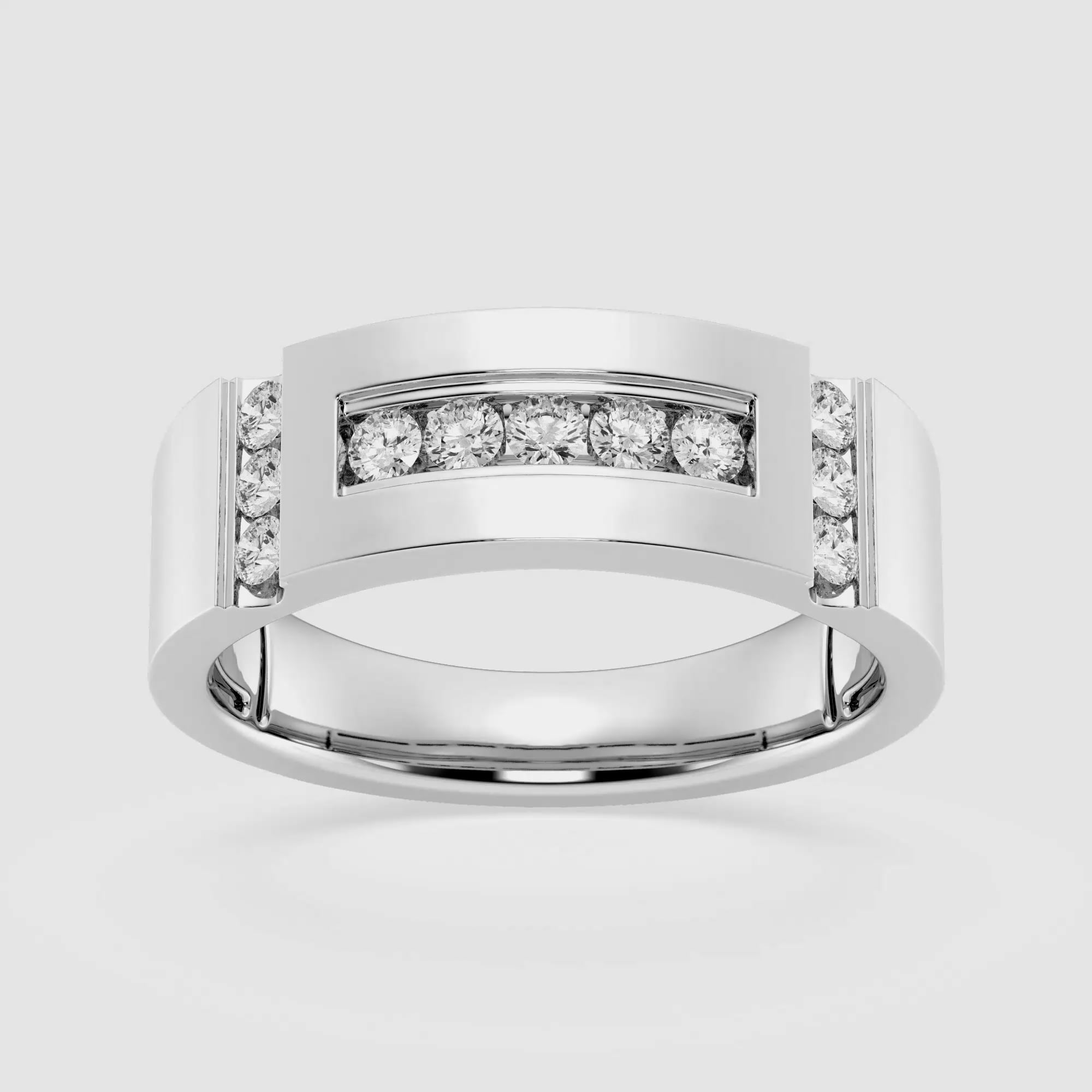 product video for 1/2 ctw Round Lab Grown Diamond Men's Framed Channel Set Wedding Band