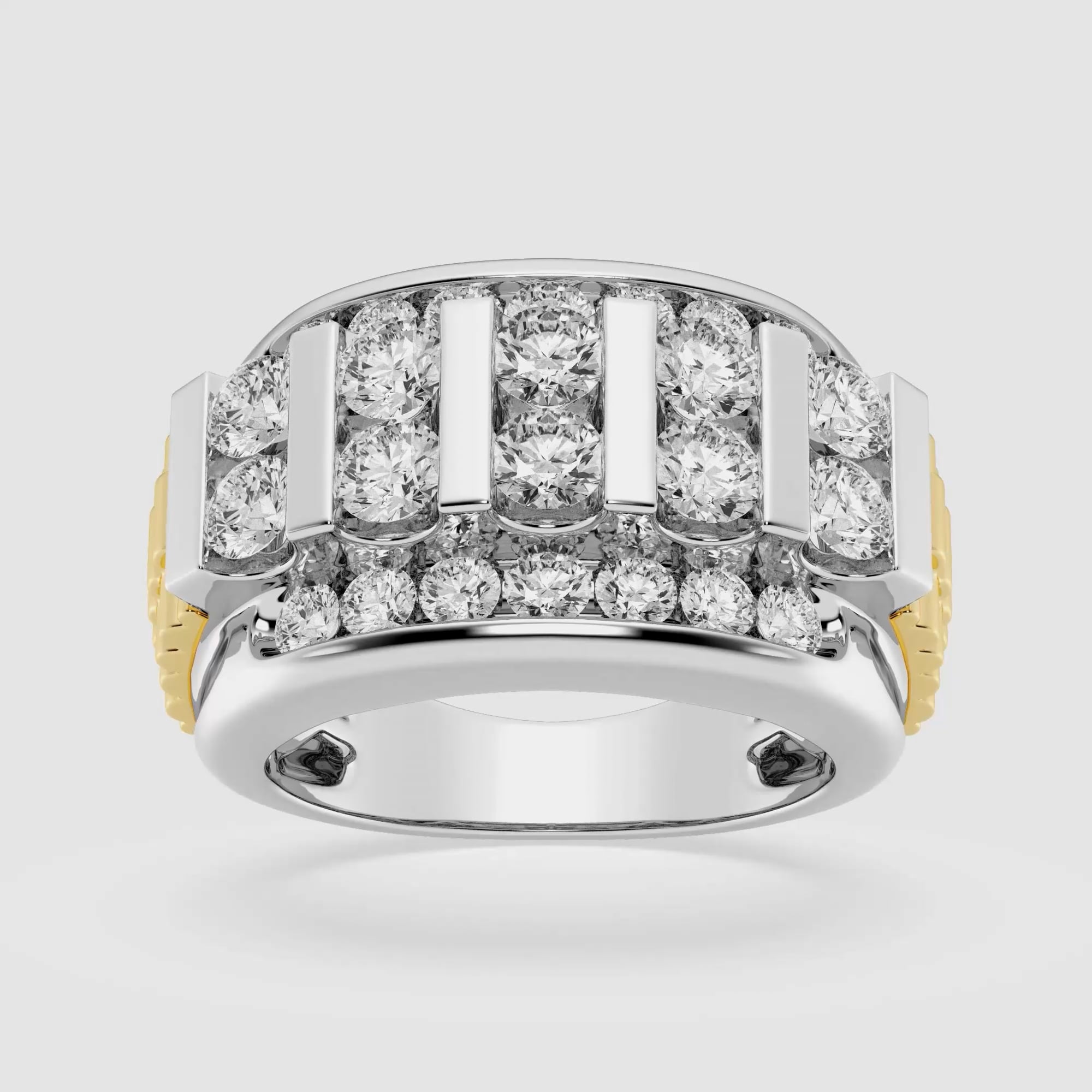 product video for 3 ctw Round Lab Grown Diamond Men's Floating Bar Wedding Band