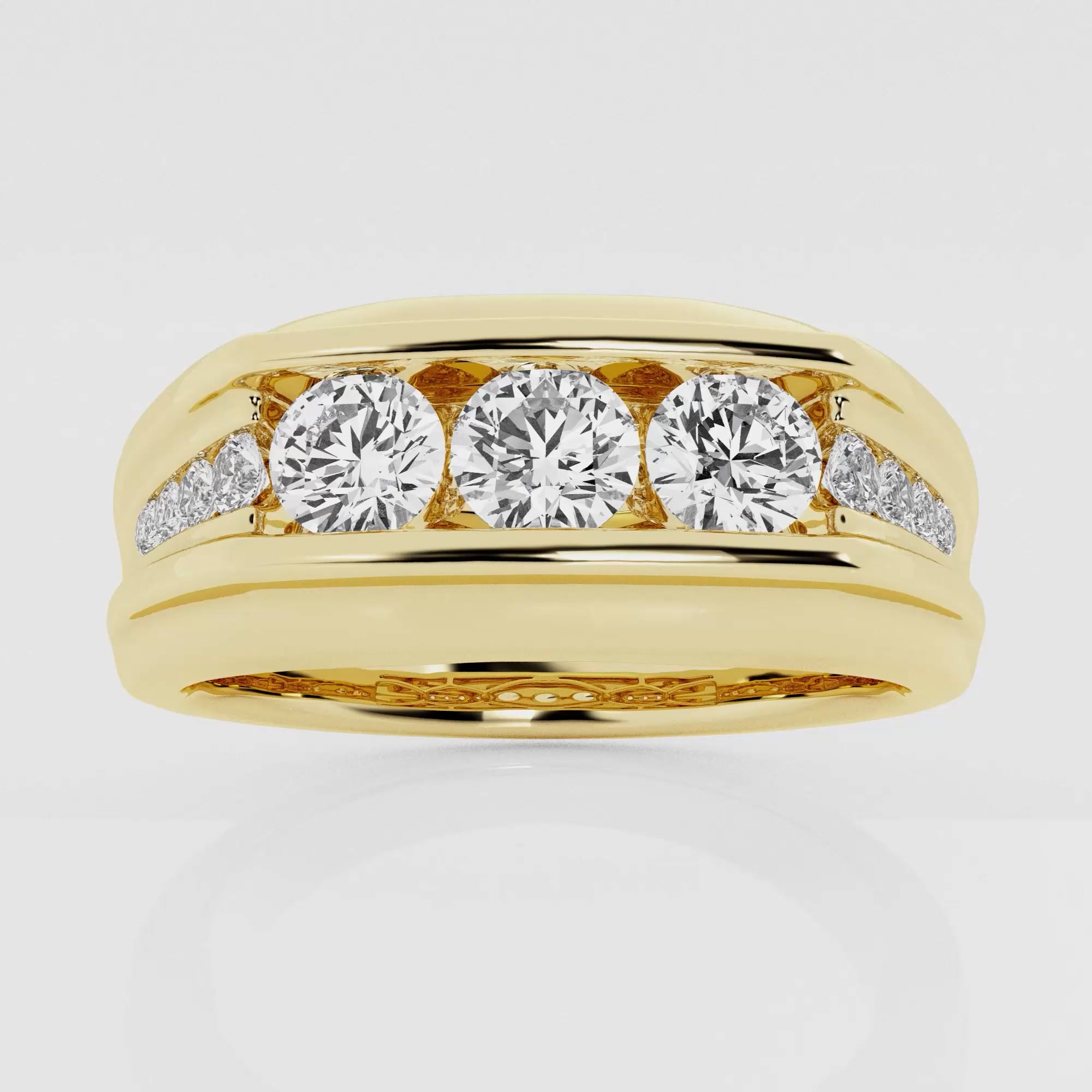 Men's yellow gold wedding deals band with diamonds