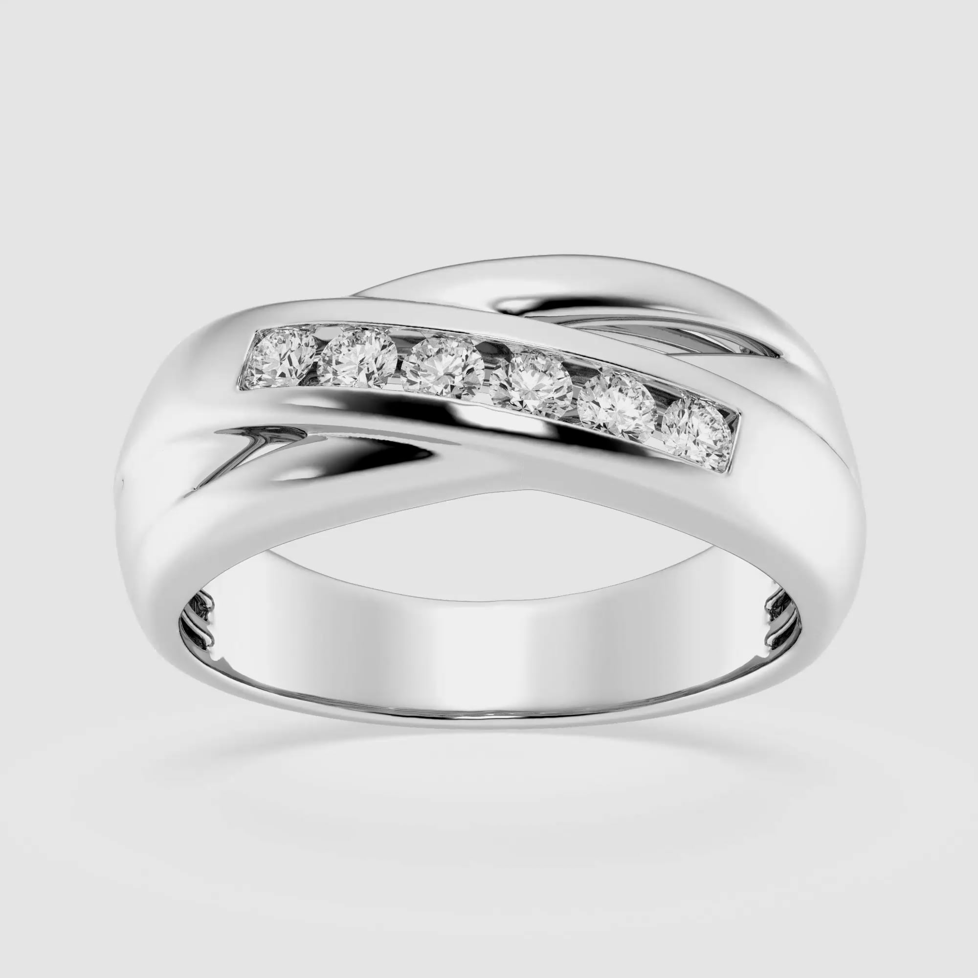 product video for 2/5 ctw Round Lab Grown Diamond Men's Crossover Channel Set Wedding Band