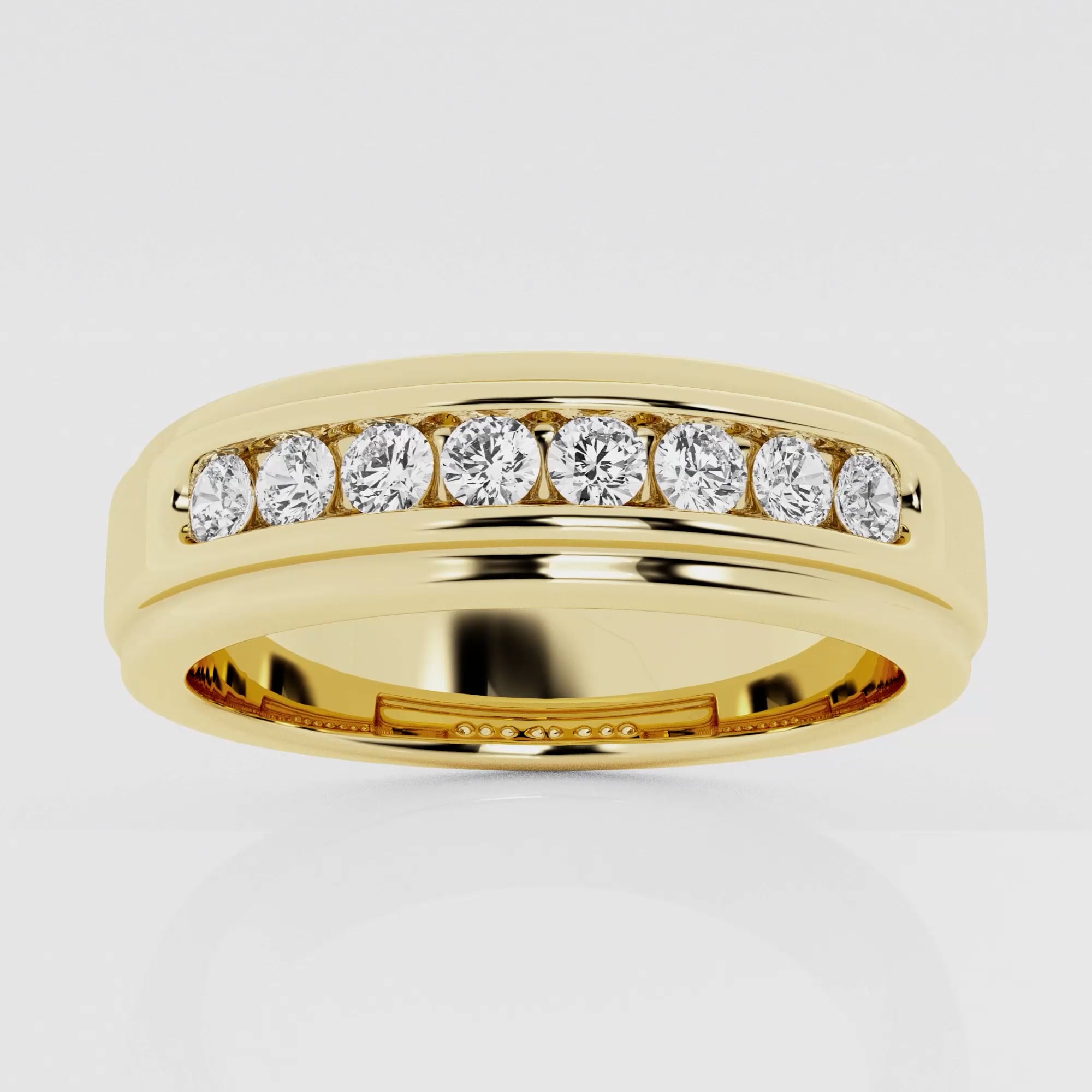 1/2 ctw Round Lab Grown Diamond Mens Channel Set Wedding Band ...
