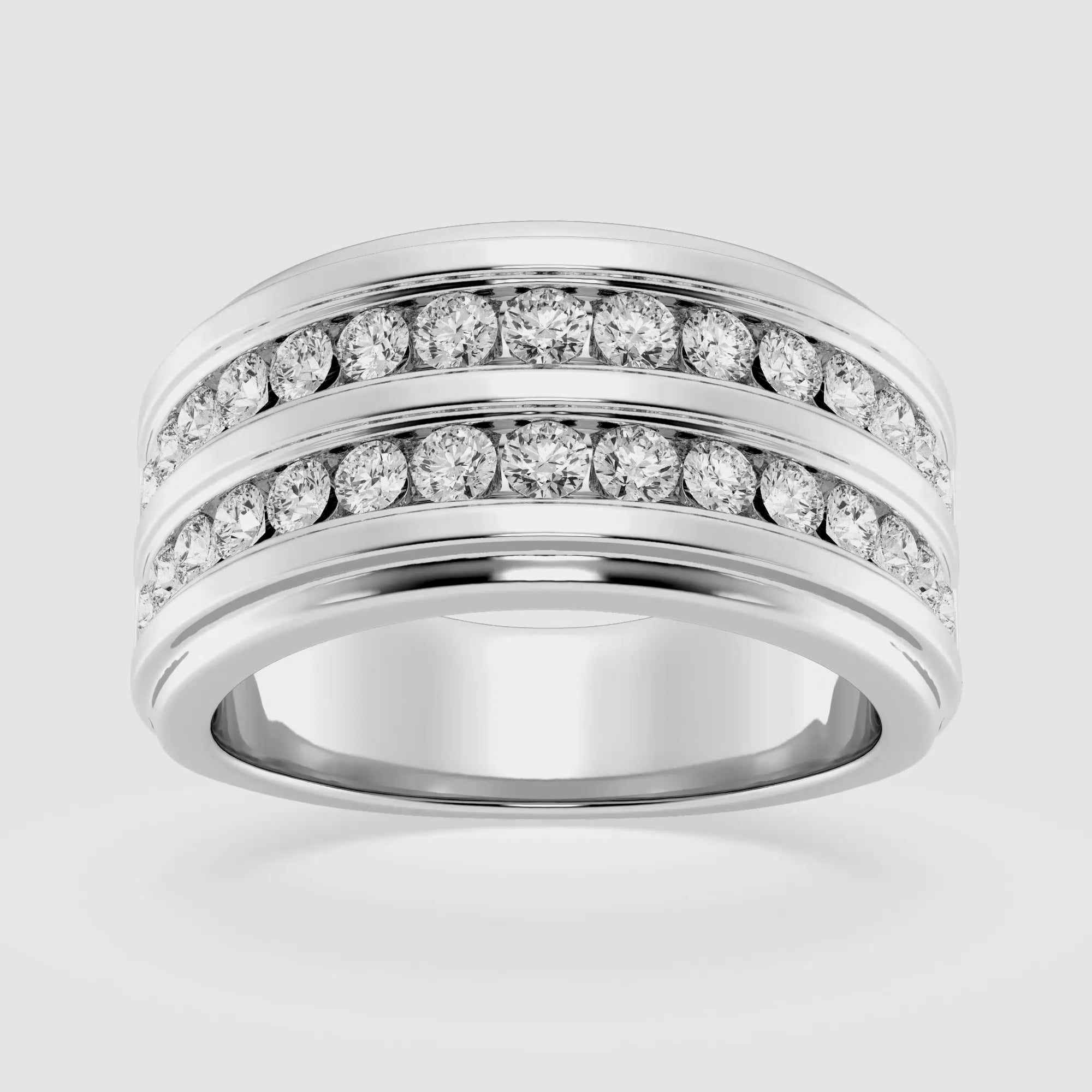 product video for 1 1/2 ctw Round Lab Grown Diamond Men\'s Double Row Channel Set Wedding Band