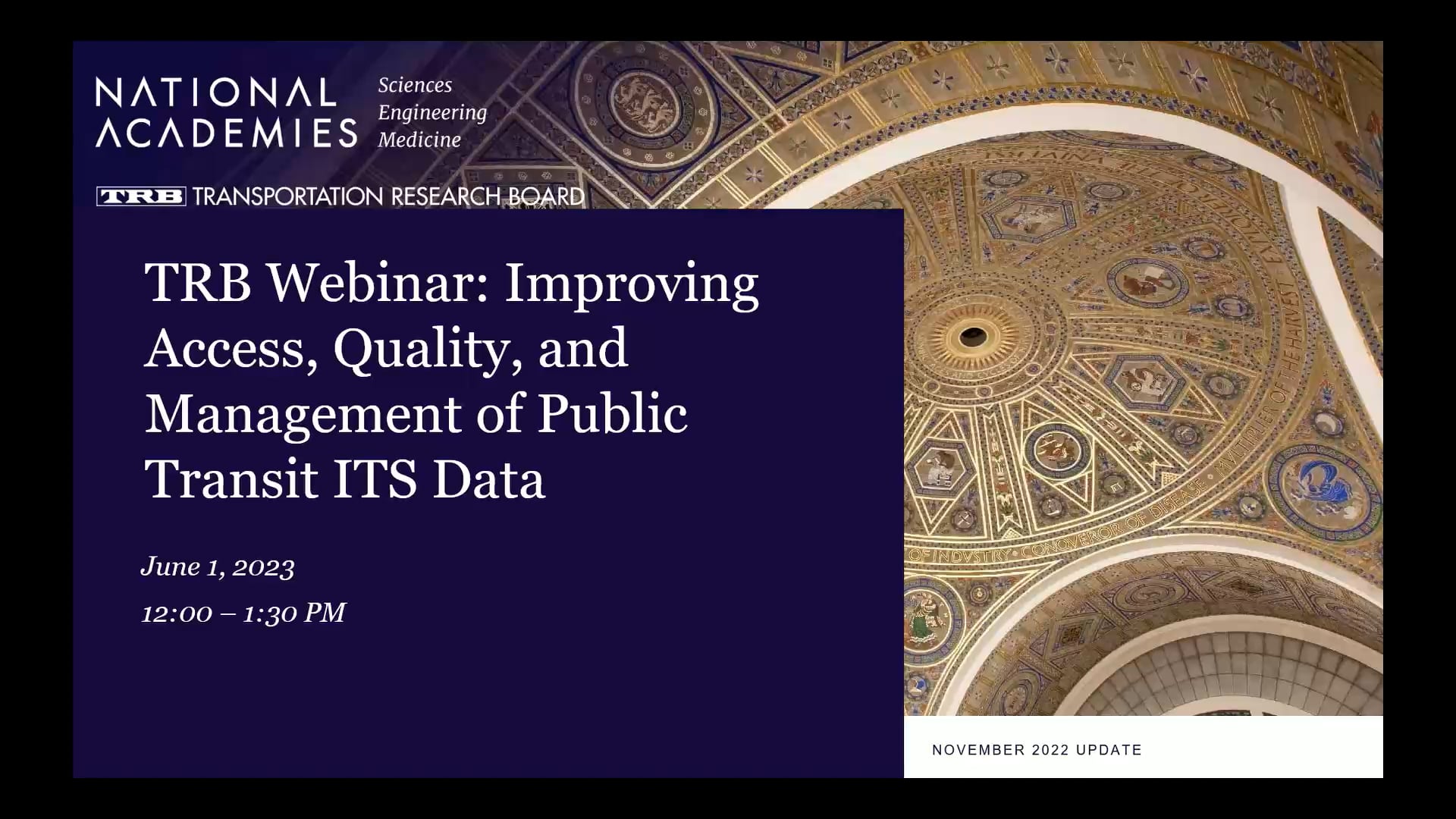 TRB Webinar: Improving Access, Quality, And Management Of Public ...