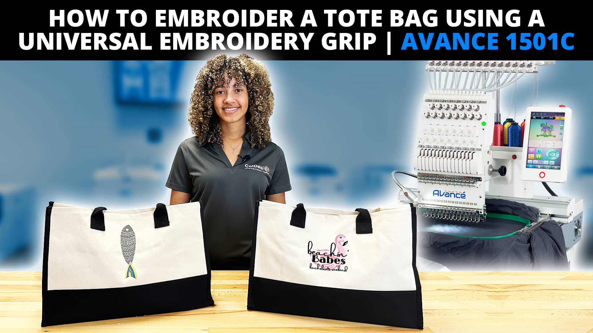 How to Embroider a Tote Bag Using a Universal Embroidery Grip | Avance ...