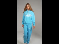 Carnalita Embroidered & Printed Logo Hoodie Blue