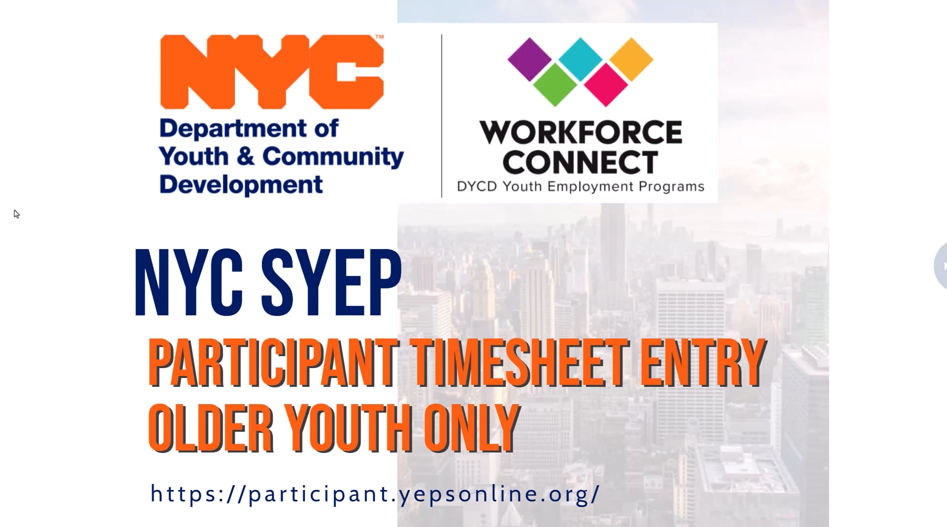 SYEP Participant Timesheet Entry on Vimeo