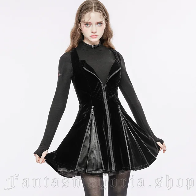 Punk Skull Skater Dress In Black for Goth Girls