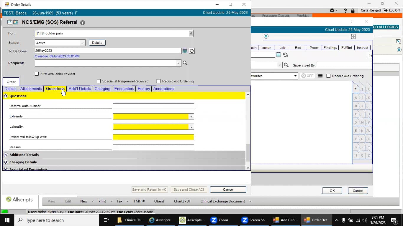 Entering NCS.EMG order on Vimeo