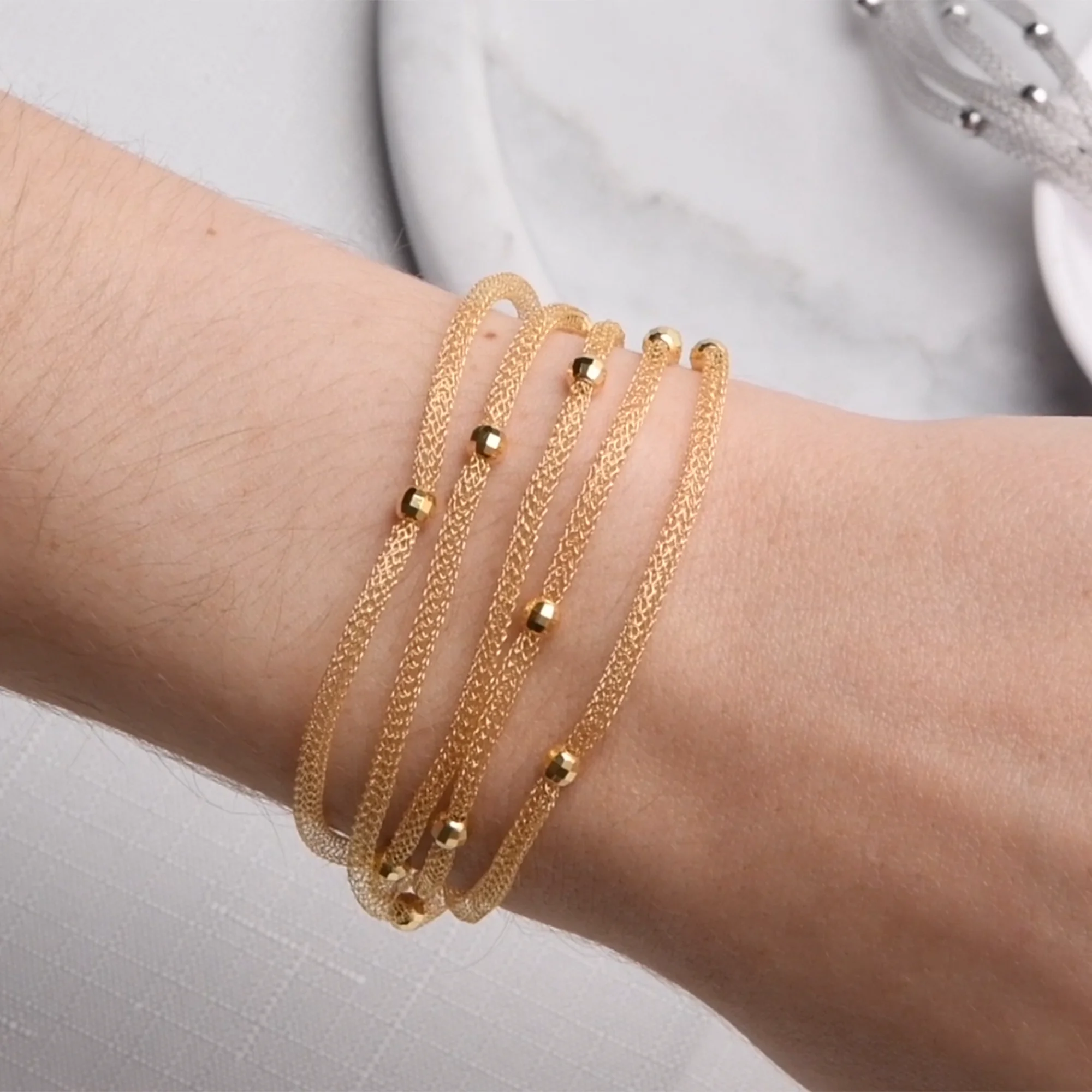 Italian 18kt Gold Over Sterling Multi-Strand Mesh Bracelet | Ross 