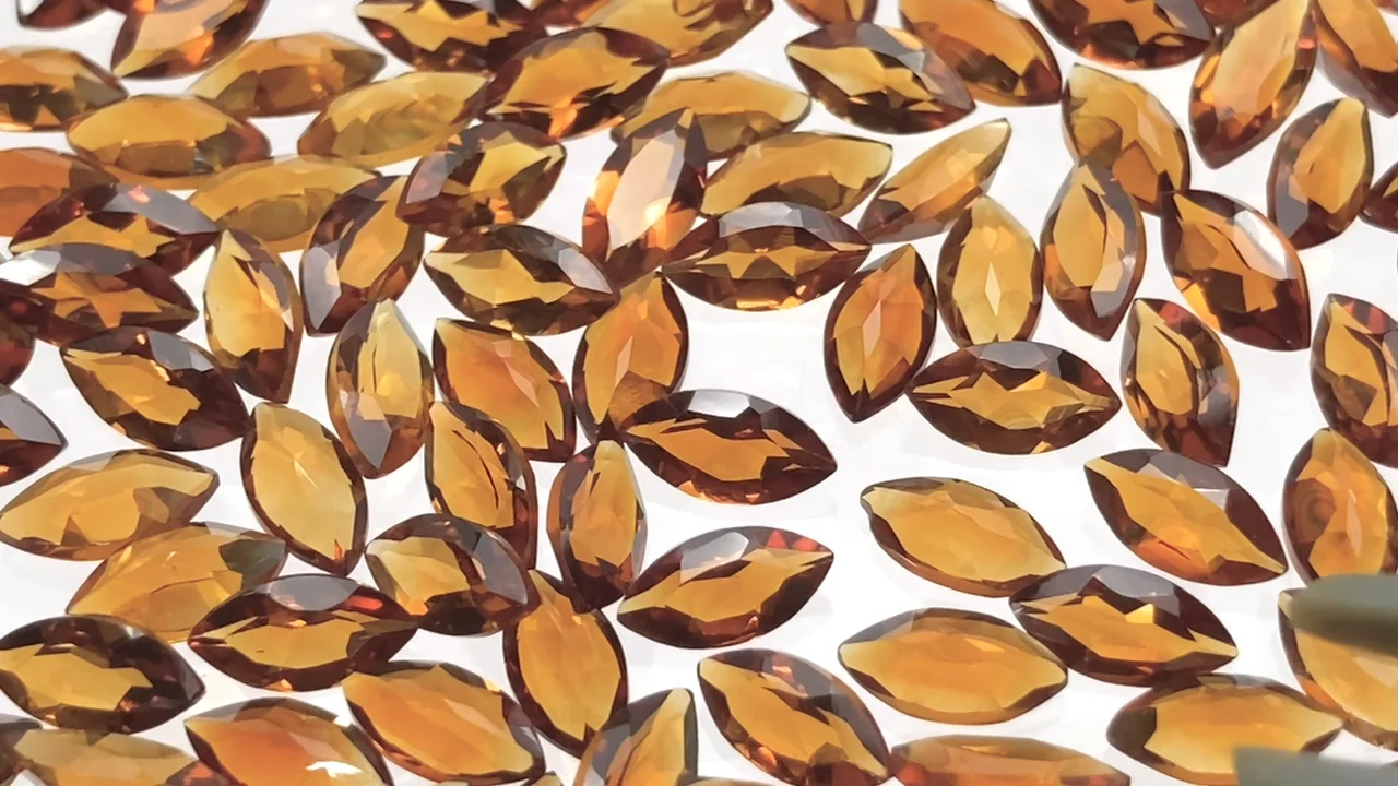 マデイラシトリン マーキスファセットカット6×3mm 10粒｜天然石ビーズ