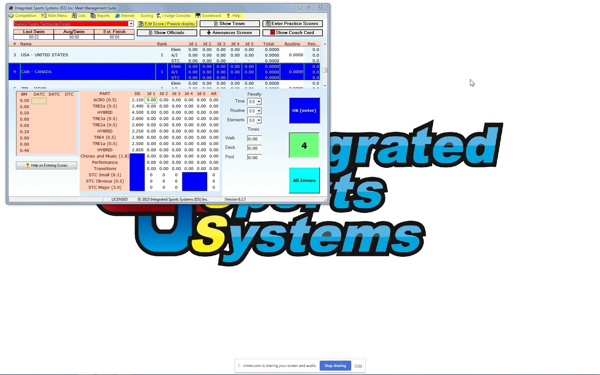 ISS MMS Artistic Swimming Using iJudge Consoles on Vimeo