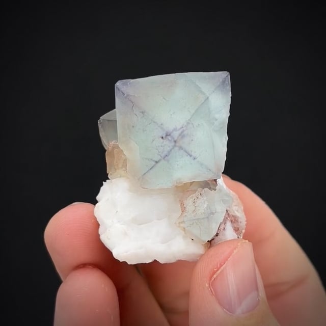 Fluorite on Calcite | Timahdit, Ifrane Prov., Fes-Meknes Region, Morocco