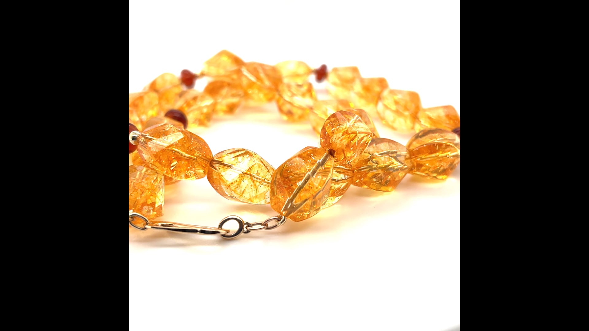 Collier Perles Citrine Facettées – Gemme Naturelle Dorée, 162 Carats, Longueur 45 Cm
