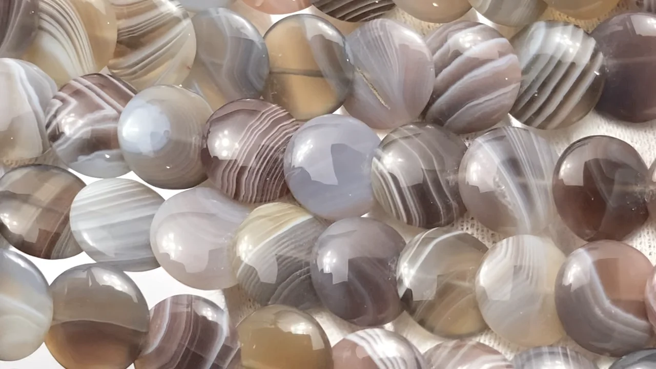 ボツワナアゲート コイン12×12mm 1連（約38m）｜天然石ビーズの