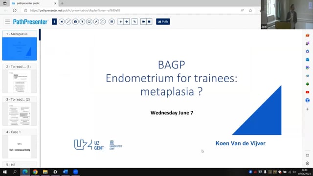 Slide Seminar: Endometrial cases, Prof Koen Van de Vijver