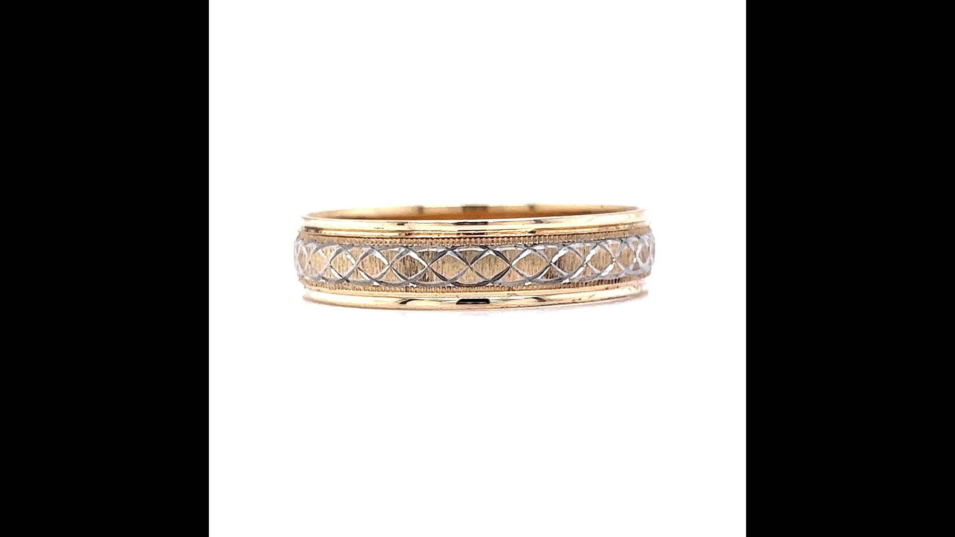 Vintage Mid-Century Men's Wedding Band in 14k Yellow & White