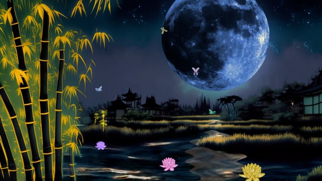 Full Moon, Bamboo, Butterfly. Free Stock Video - Pixabay