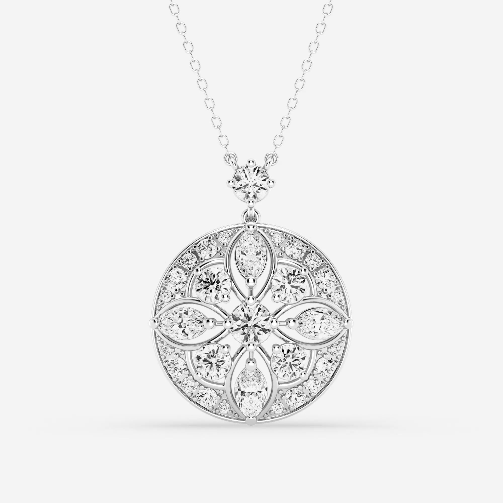 product video for 2 ctw Round and Marquise Lab Grown Diamond Vintage Fashion Pendant