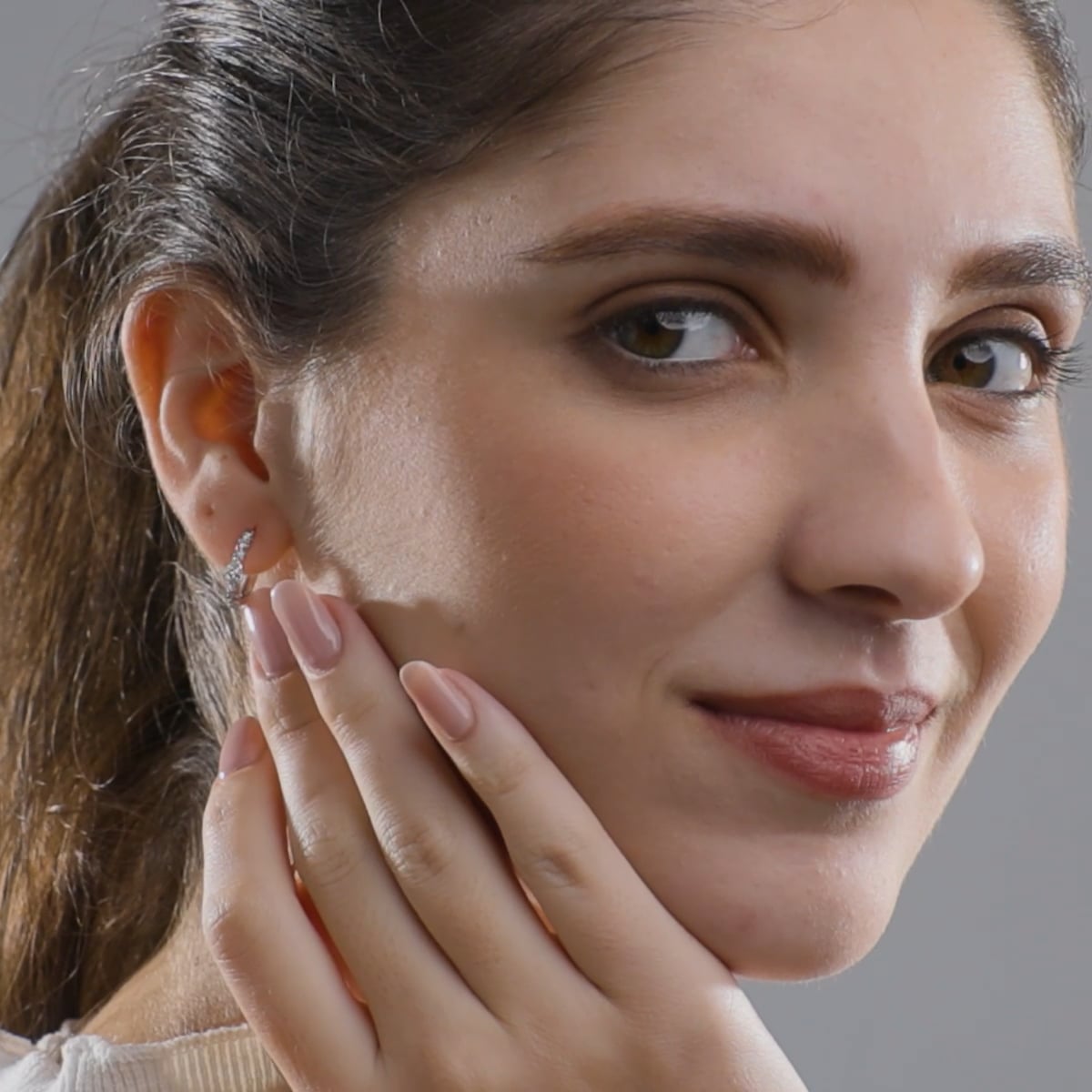 product video 2 for 3/4 ctw Marquise Lab Grown Diamond Petite Huggie Hoop Earrings