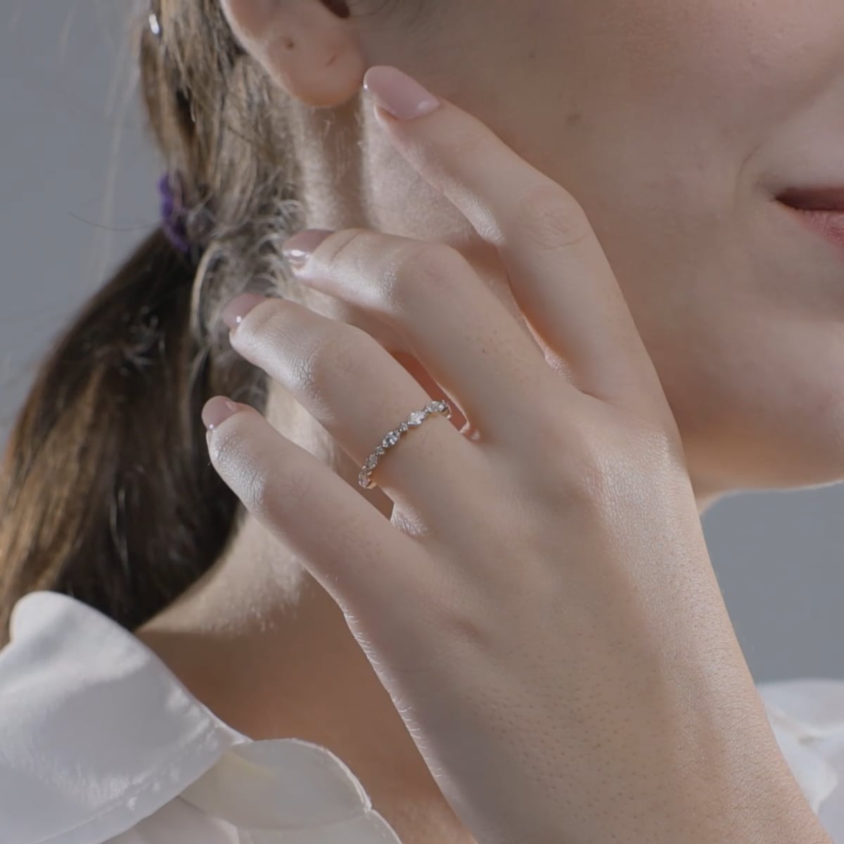 product video 2 for 5/8 ctw Round and Marquise Lab Grown Diamond Alternating Wedding Band