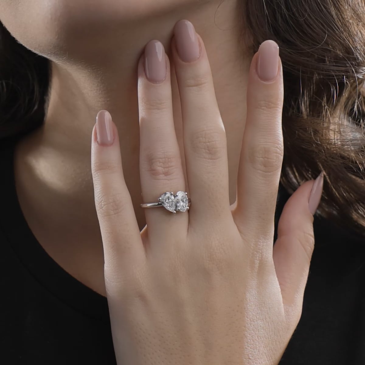 2 ctw Toi Et Moi Pear and Oval Engagement Ring Grownbrilliance