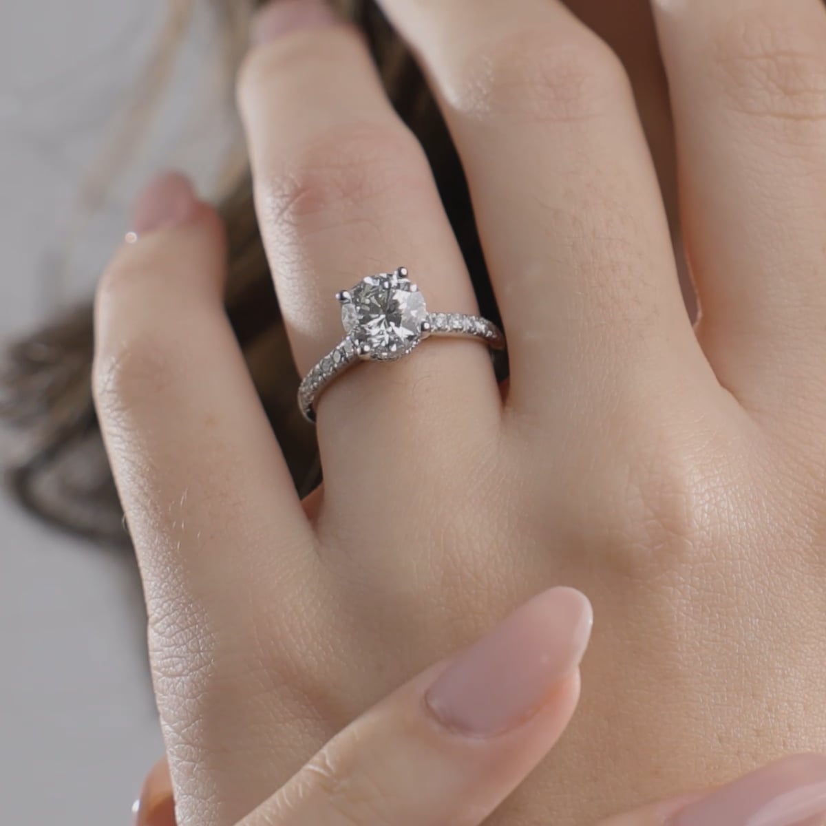 product video for 2 1/2 ctw Round Lab Grown Diamond Hidden Halo Engagement Ring