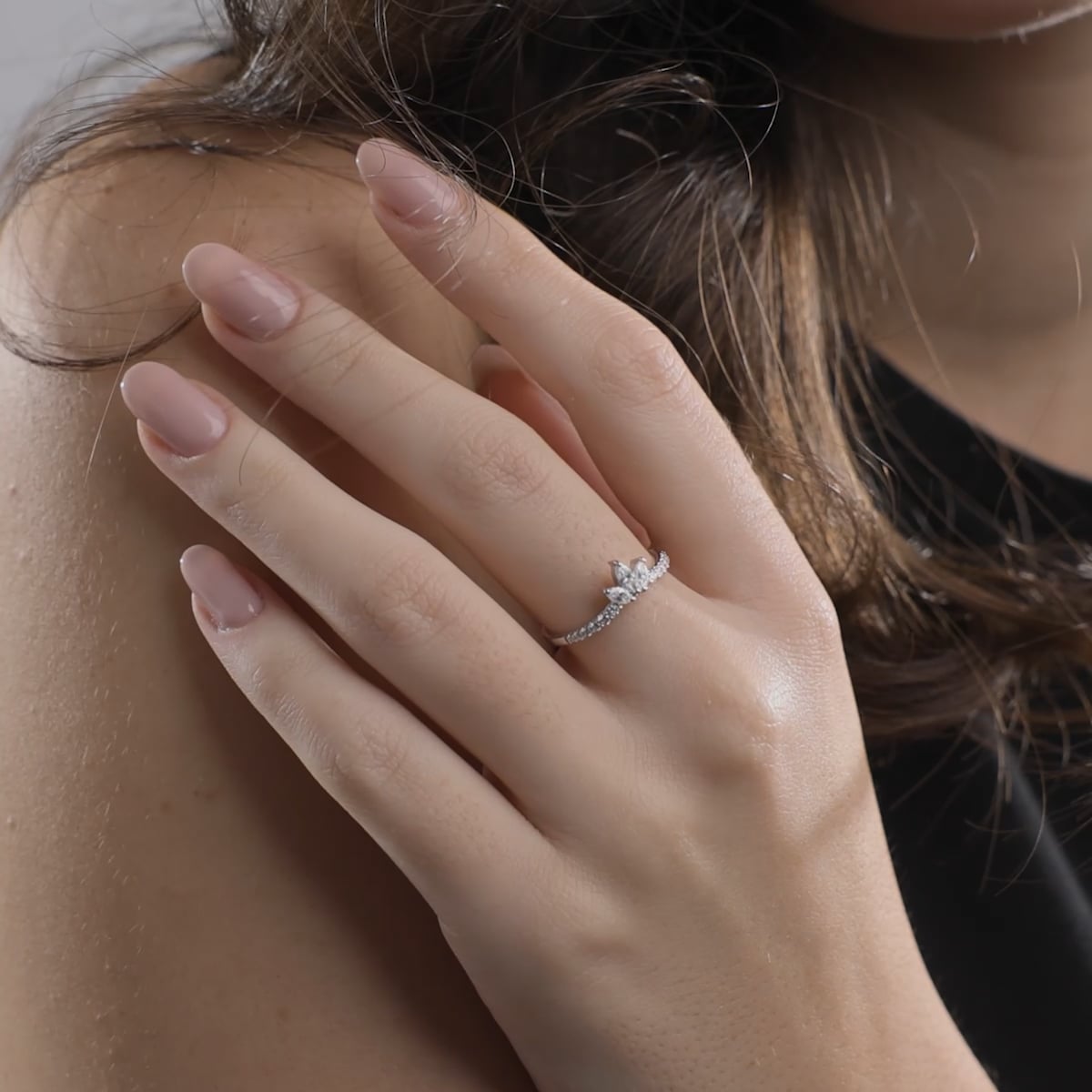 product video for 2/5 ctw Round and Marquise Lab Grown Diamond Chevron Stackable Ring