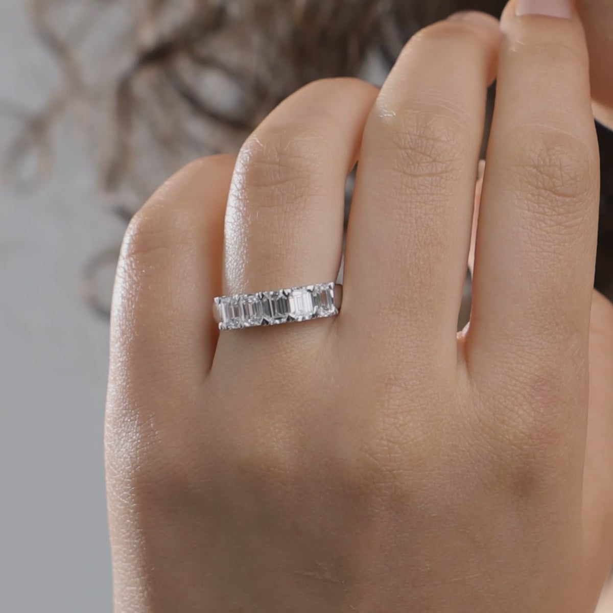 product video for 2 ctw Emerald Lab Grown Diamond Five-Stone Anniversary Band