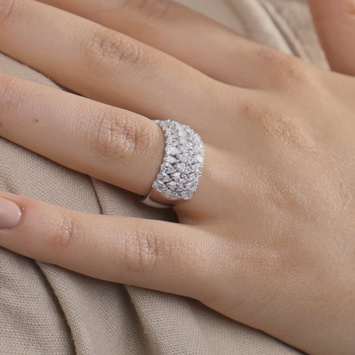 product video for 3 ctw Pear and Marquise Lab Grown Diamond Triple Row Fashion Band