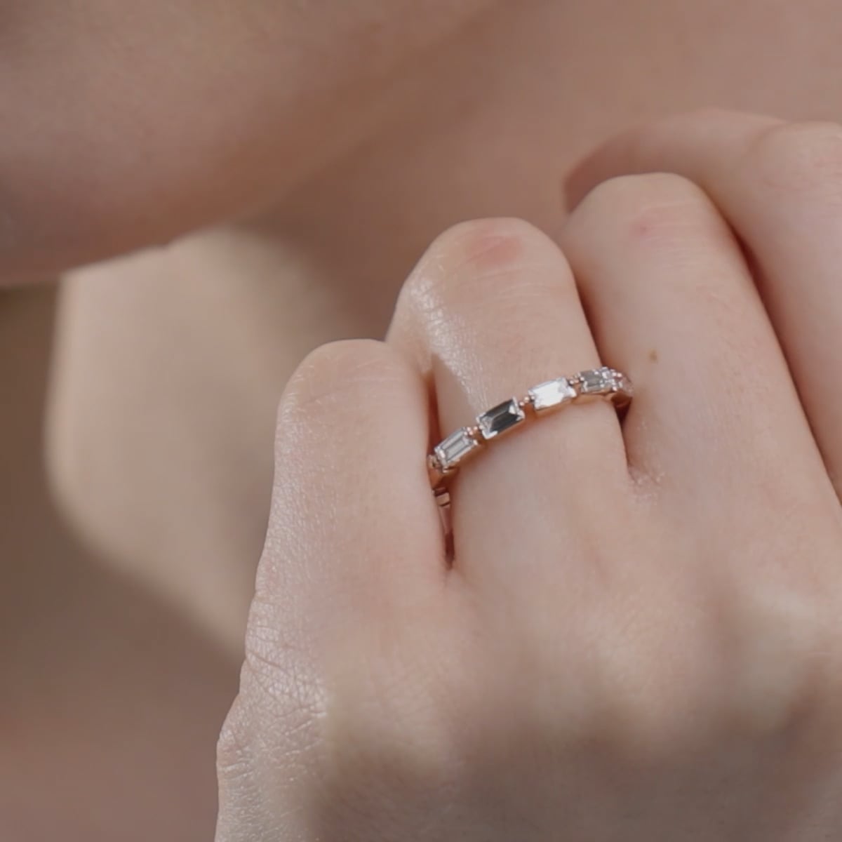 product video 2 for 3/4 ctw Baguette Lab Grown Diamond Floating Ring