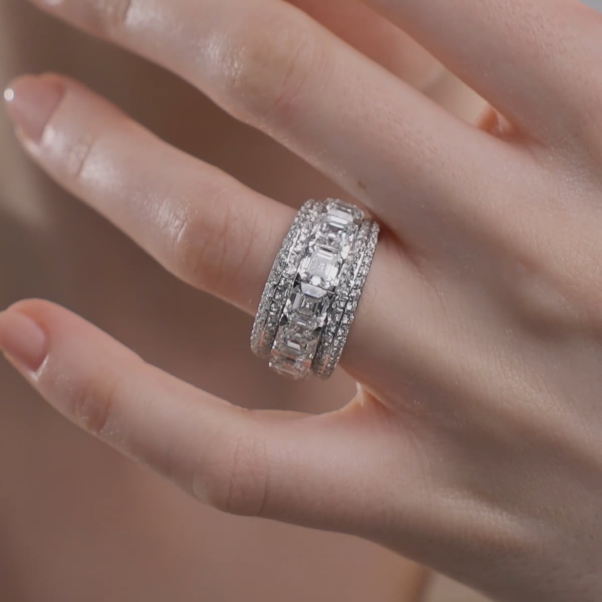 product video 2 for 8 ctw Asscher Lab Grown Diamond Multi-Row Band