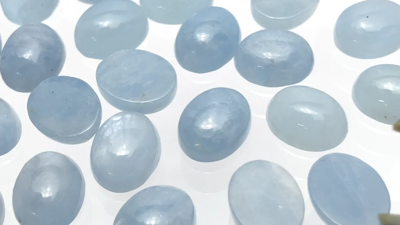 ナミビア産アクアマリン オーバル カボション10×8mm 2個｜天然石ビーズ